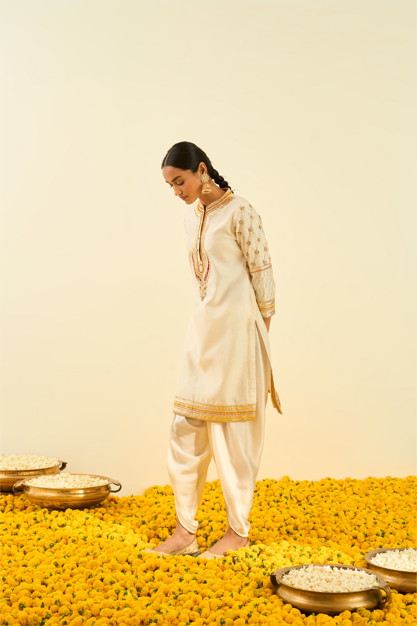 Aminah Kurta With Dhoti - Daisy Ivory