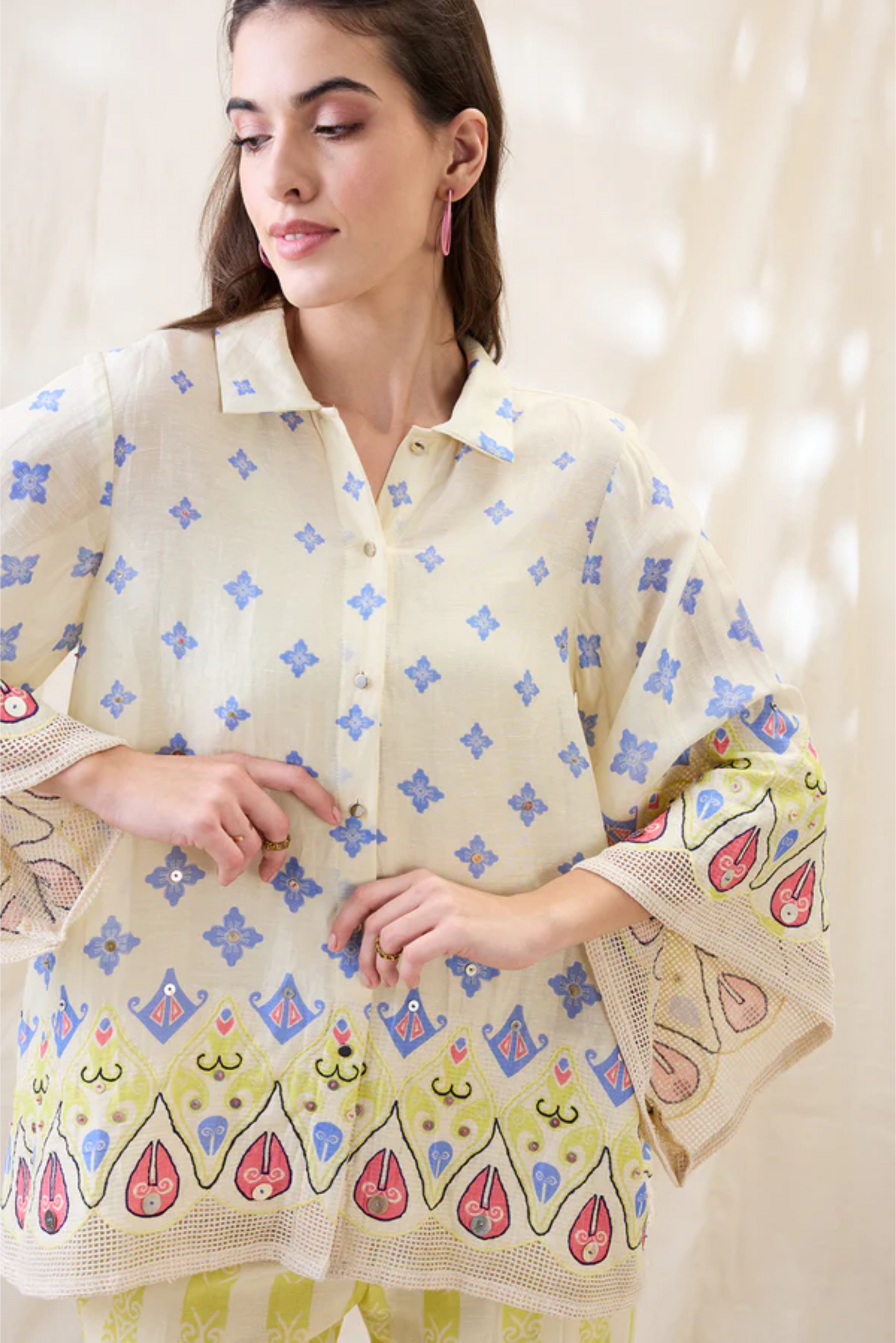 Kitchra Appliqued co-ord set (Beige)