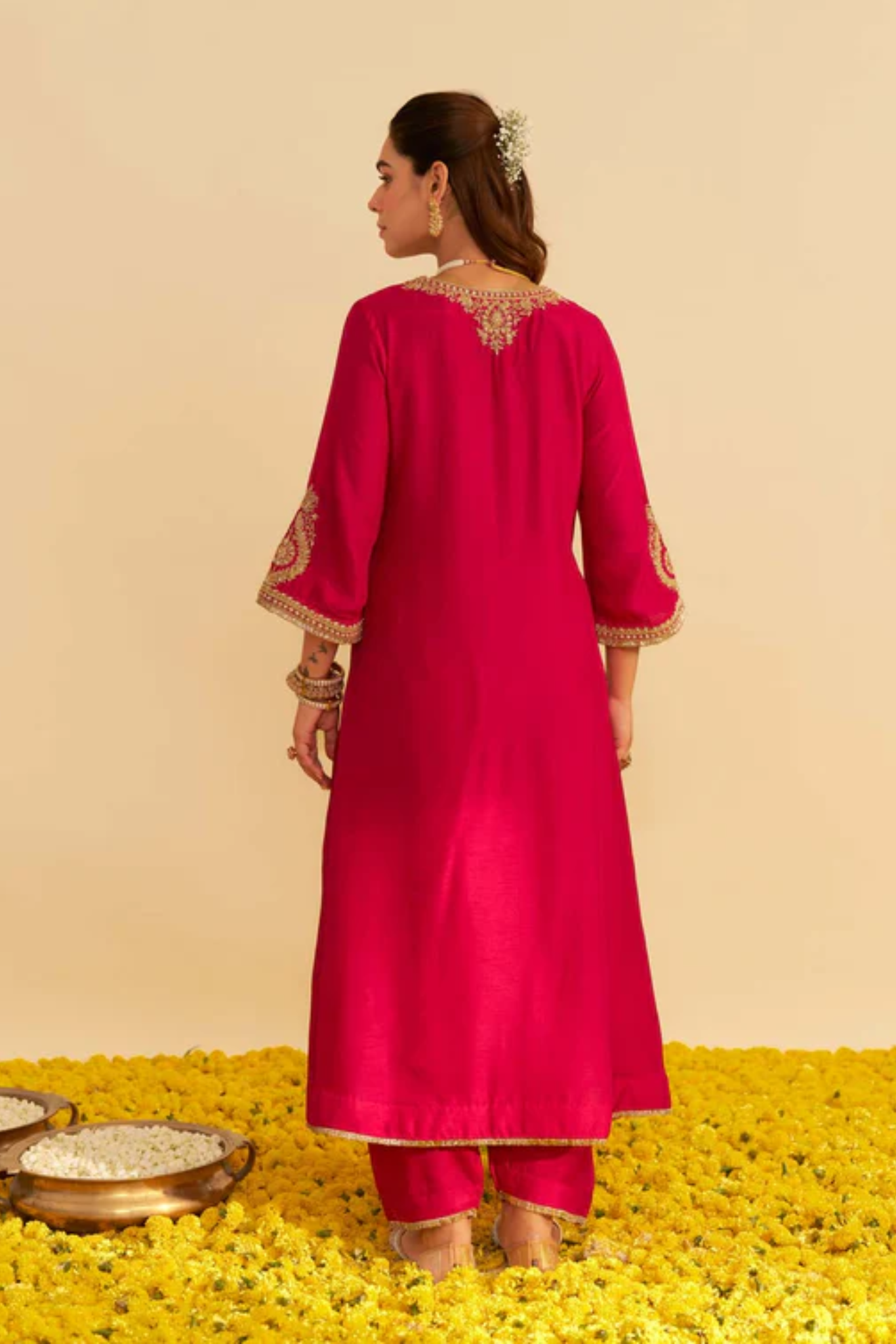 Haayat - Hotpink Long Kaftan With Salwar