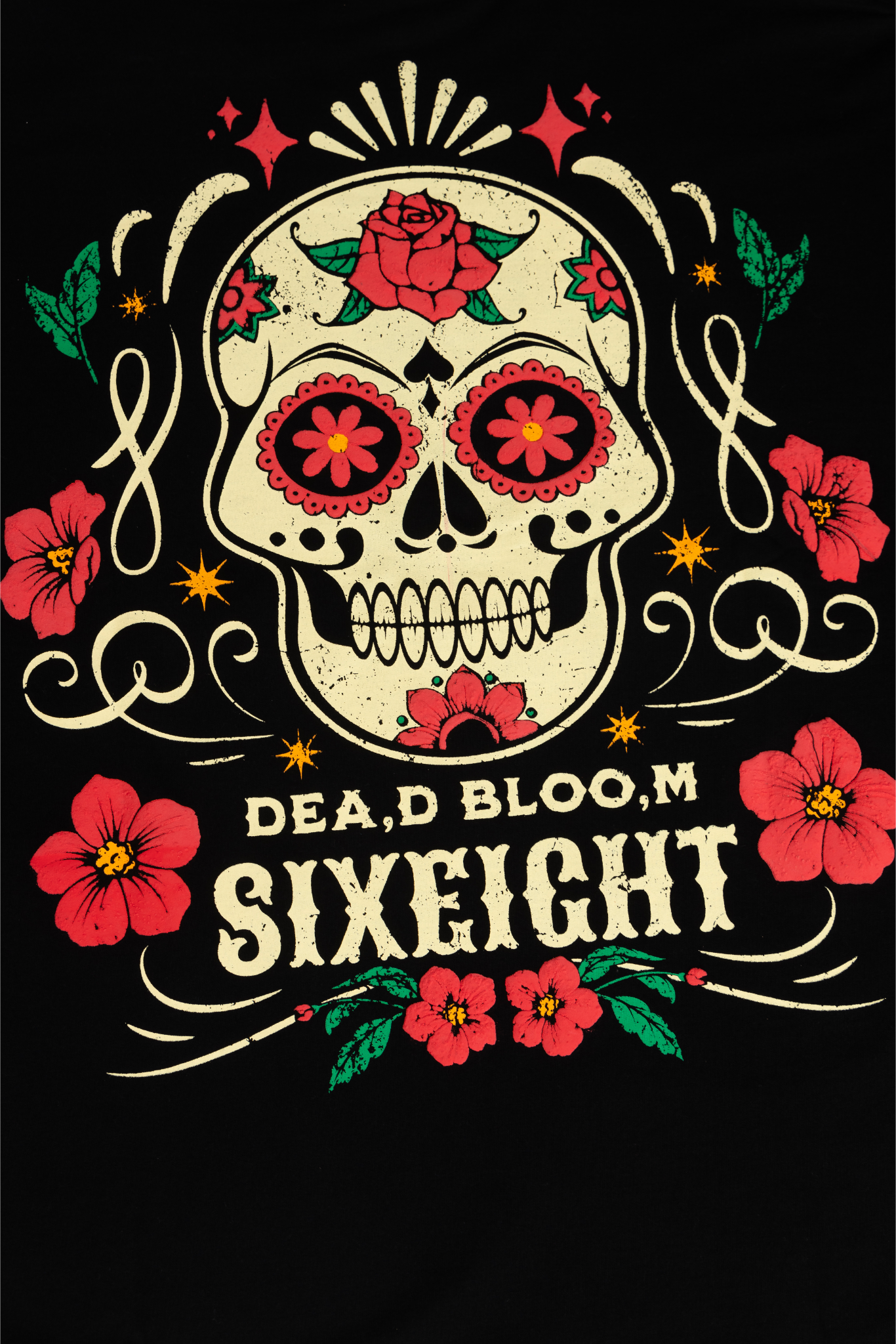 Dead Bloom French Terry Cotton T-Shirt Black