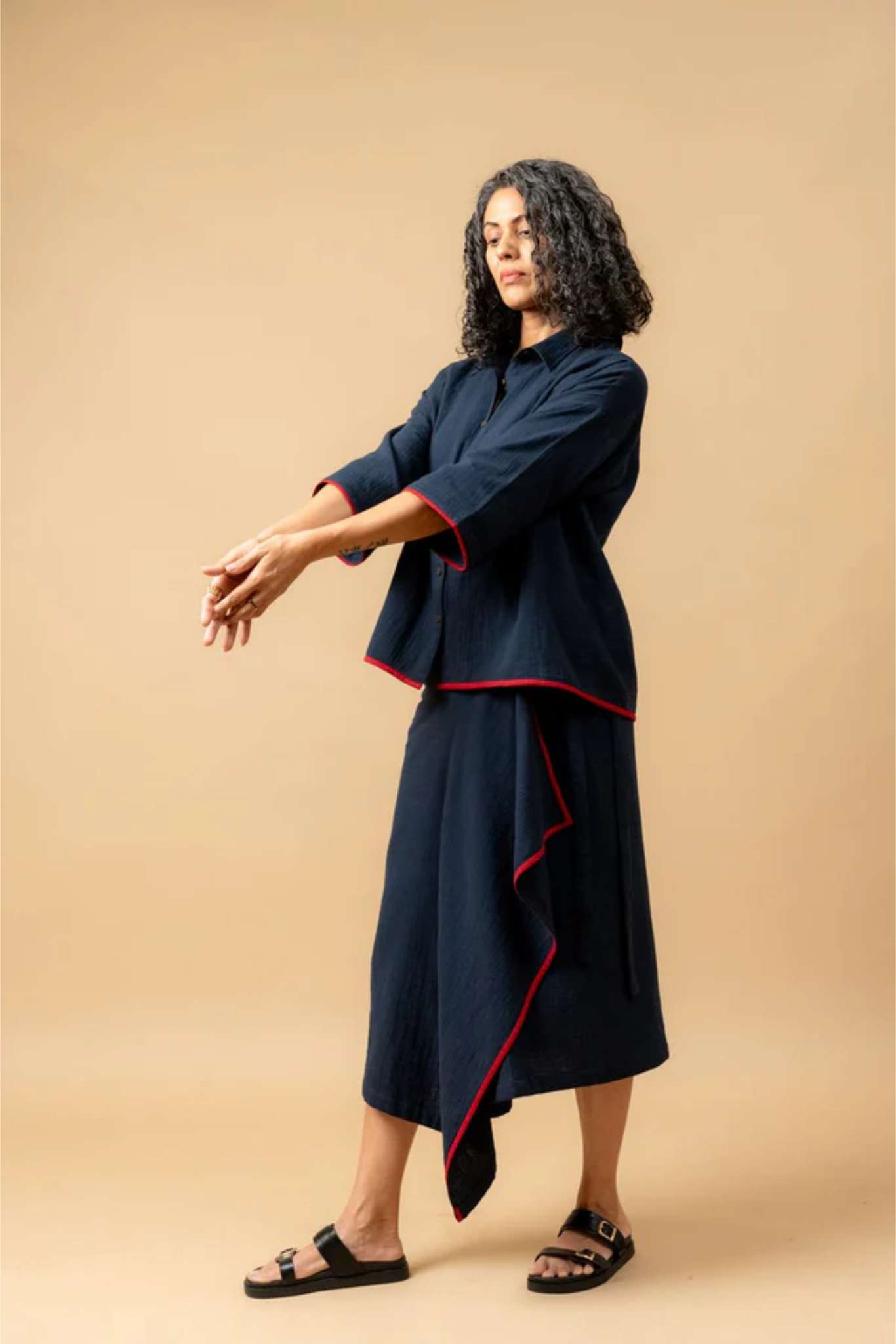 SHIRIN BLUE ORGANIC COTTON SKIRT