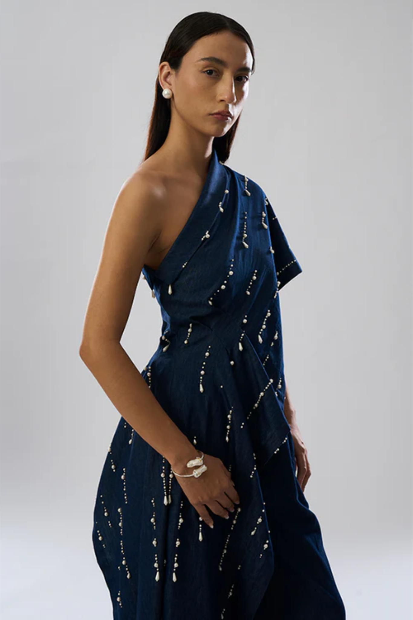 Pearlfall Asymmetric Denim Top