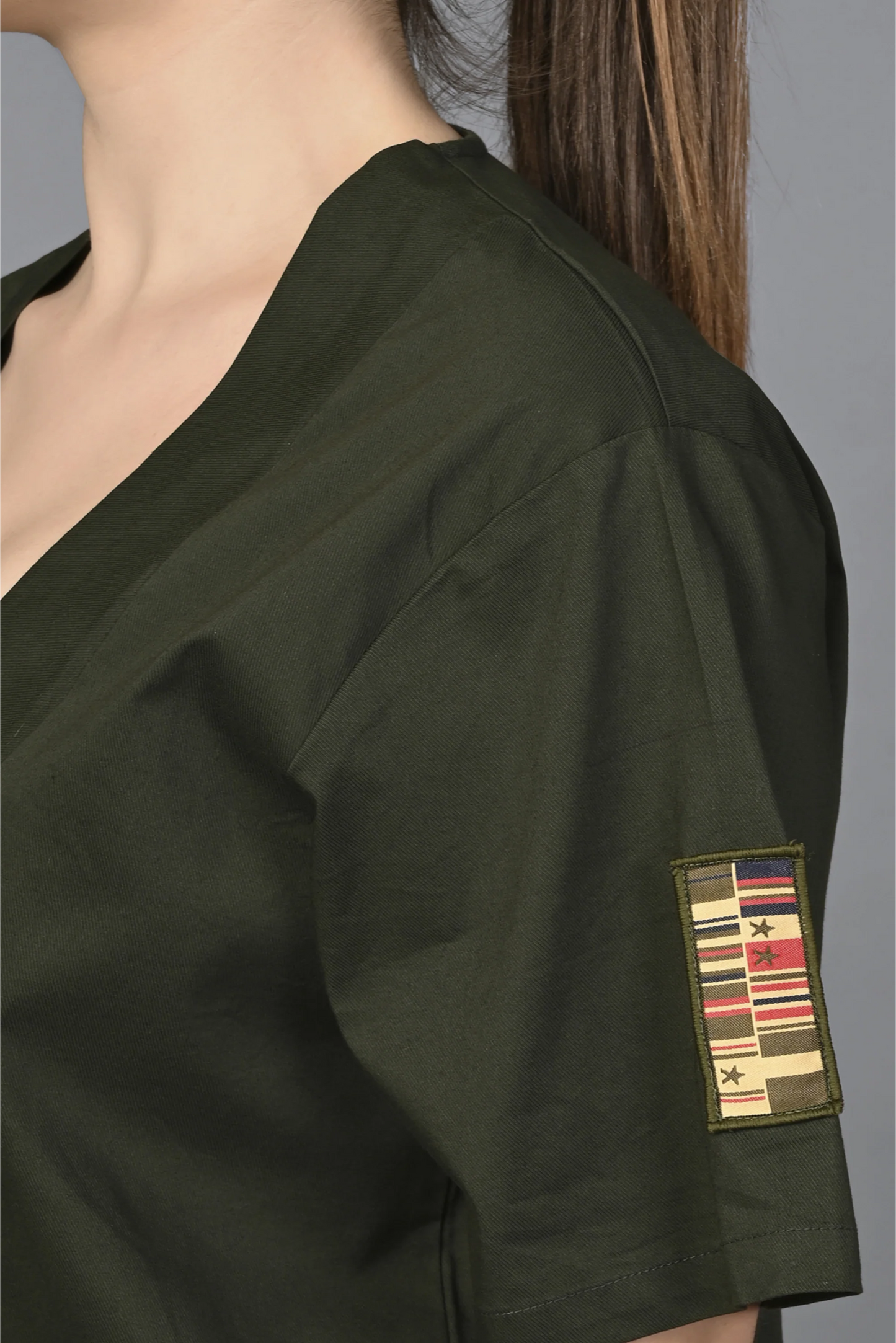 Military Green Open Jacket and Yoga Pants Set