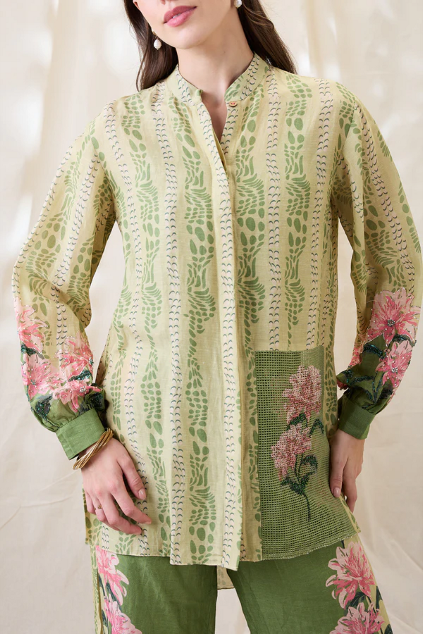Ravya Embellished Co-ord Set (Green)