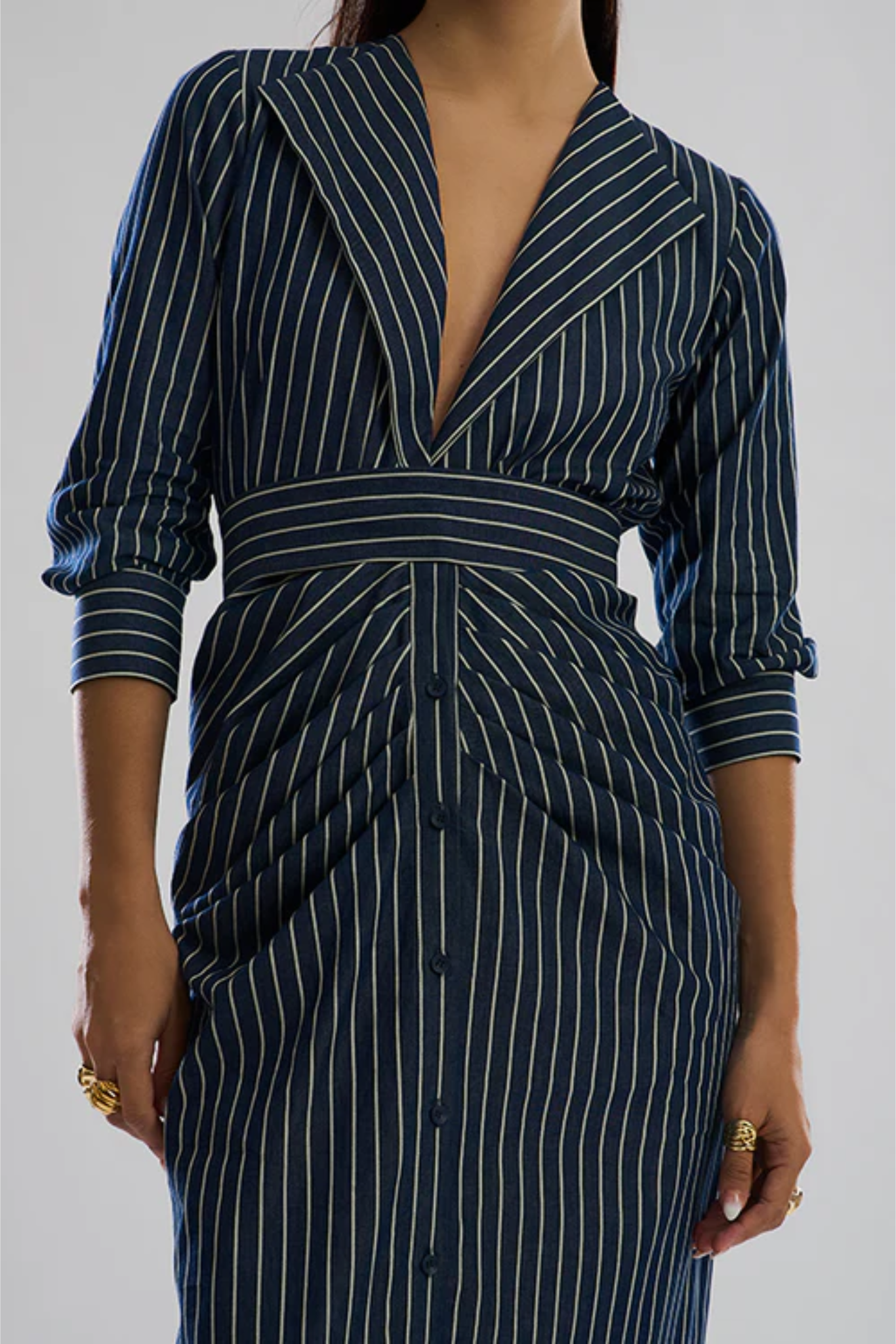 Offset Denim Stripe Dress