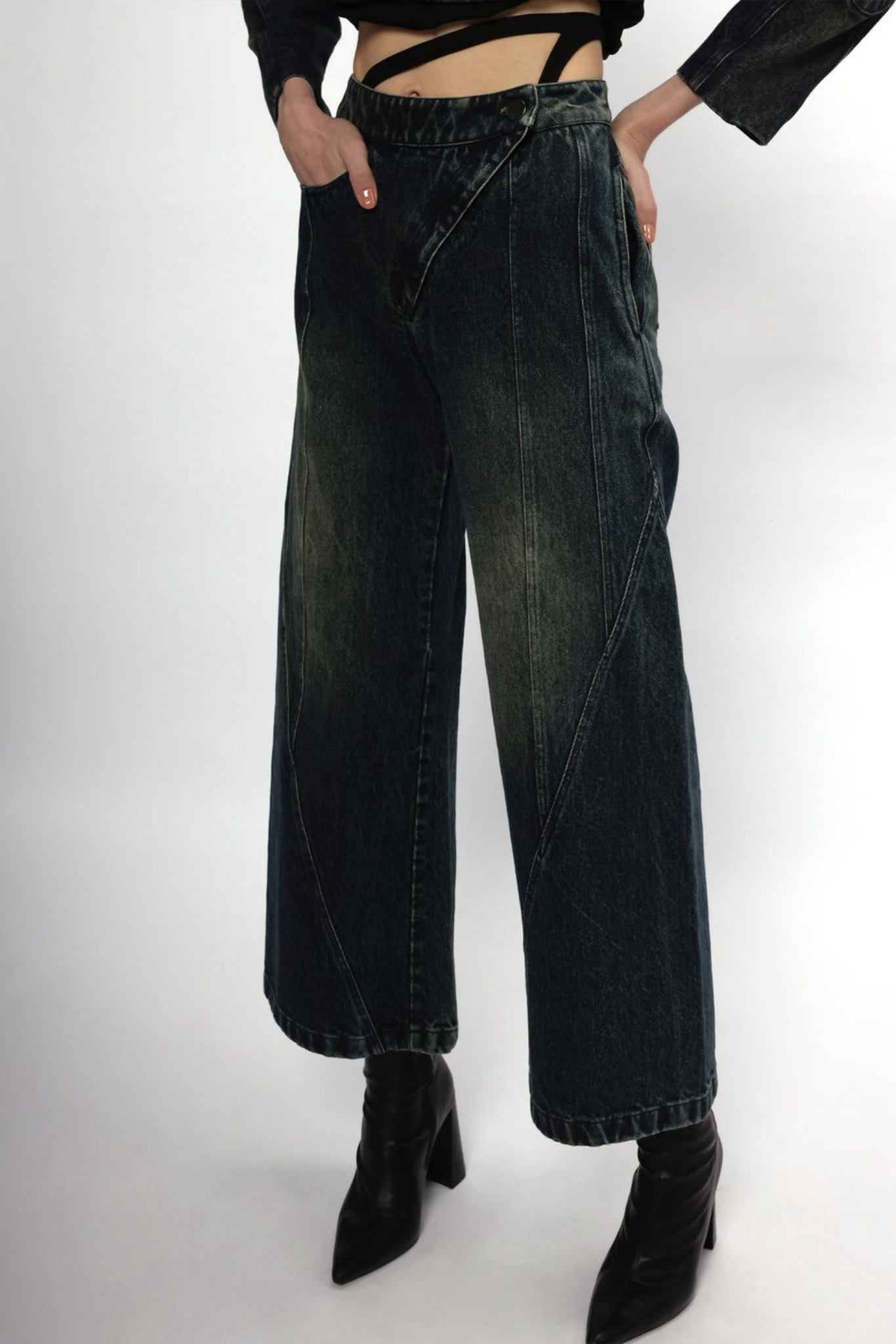Asymmetrical Denim Pants