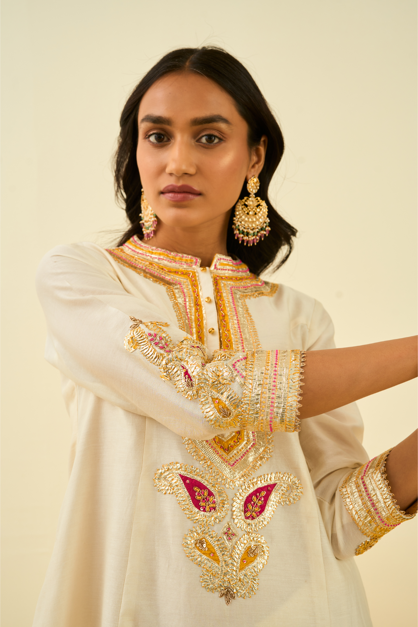 Sadirah Kurta with Salwar and Dupatta - Daisy Ivory