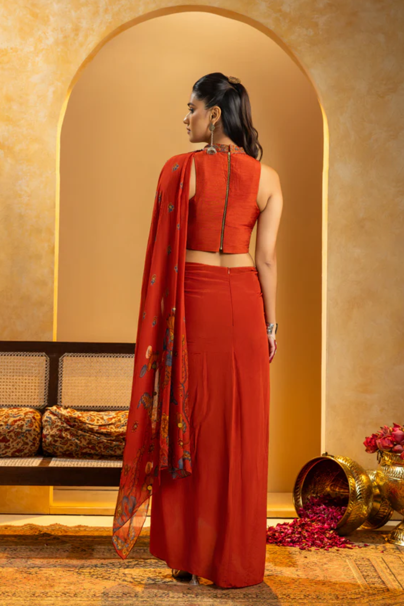 Rangtara Appliqued pre-stitched saree