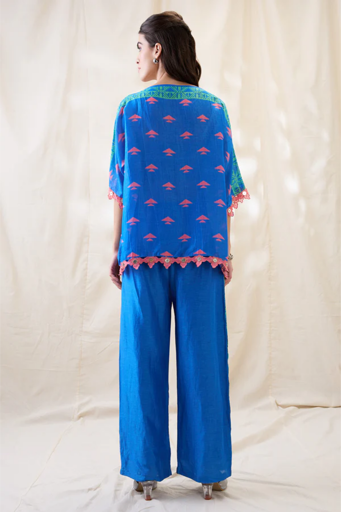 Kitchra Appliqued Kimono Co-ord Set (Blue)