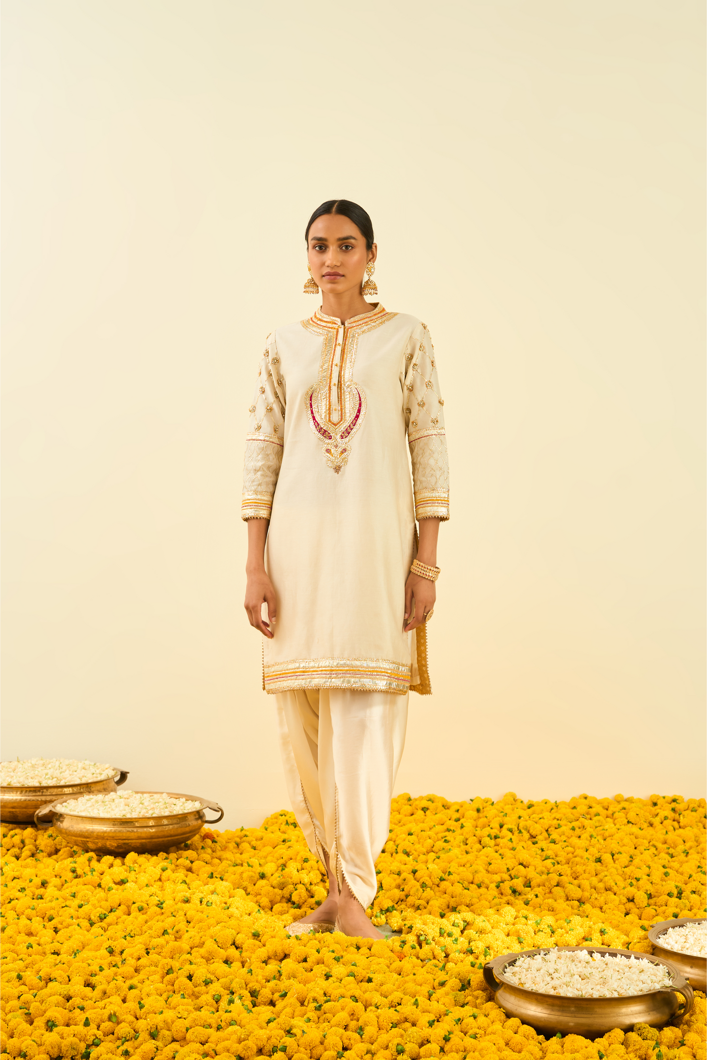 Aminah Kurta With Dhoti - Daisy Ivory