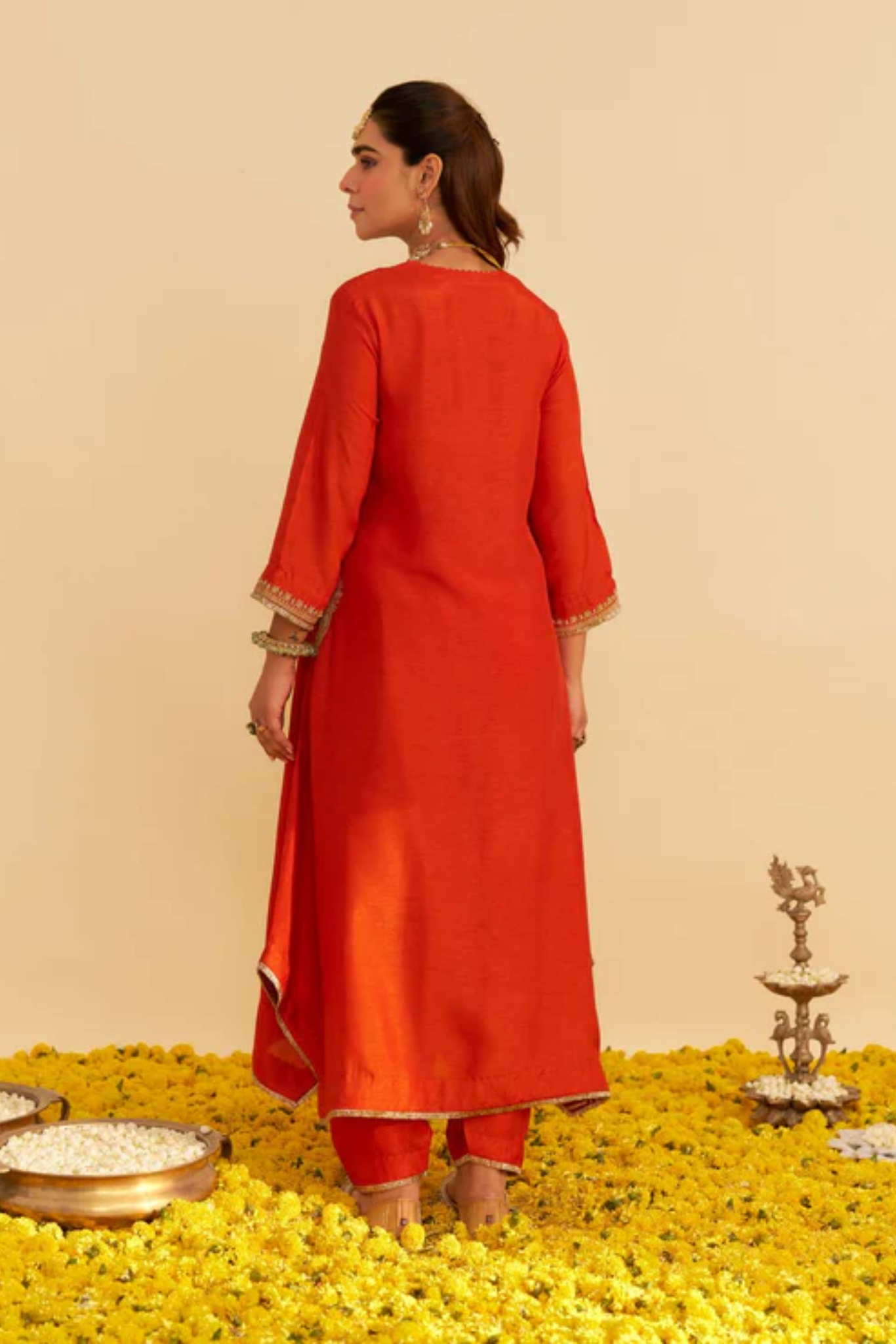 Amaya - Burnt Orange Long Kaftan With Salwar
