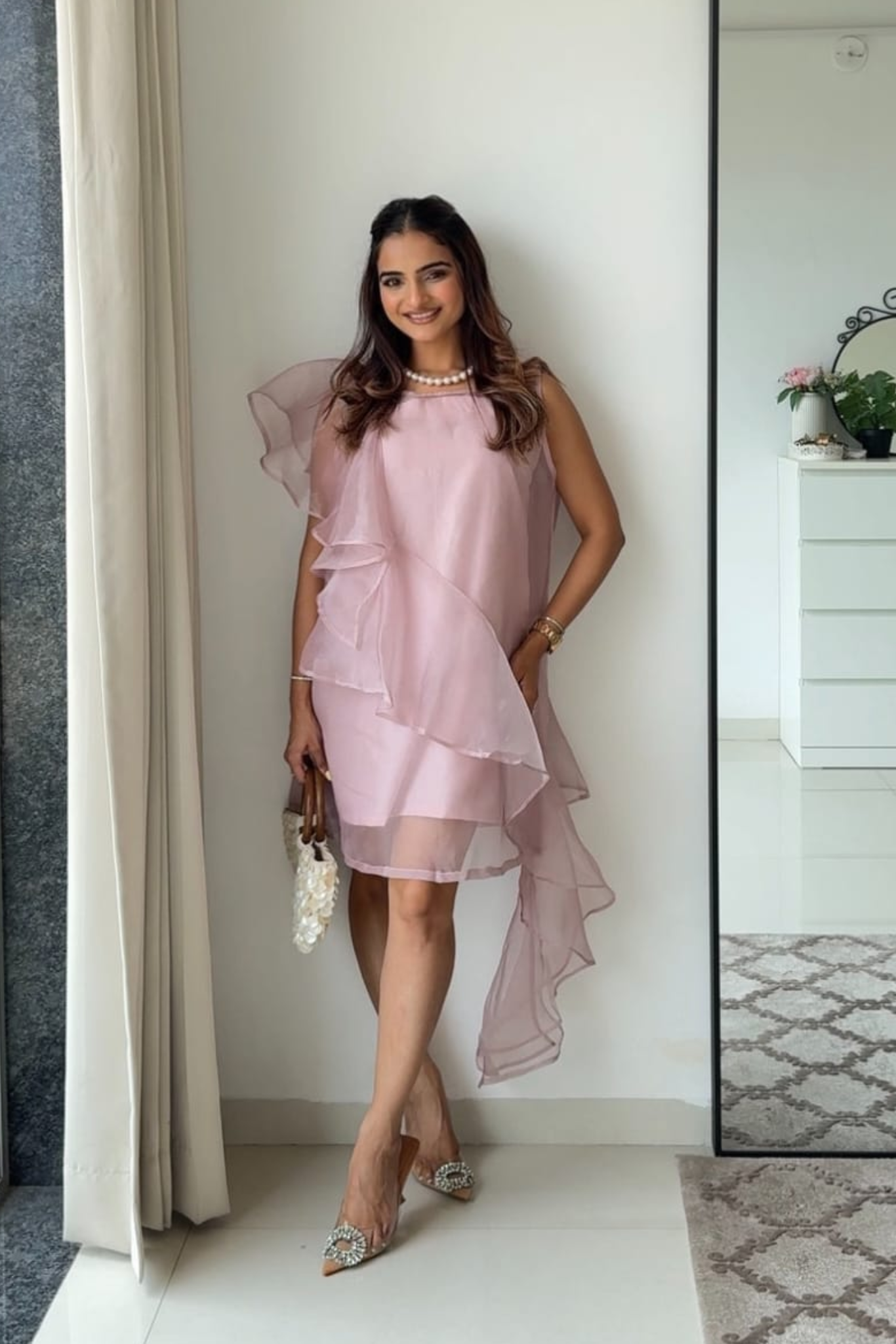 Mauve Organza Shift Dress