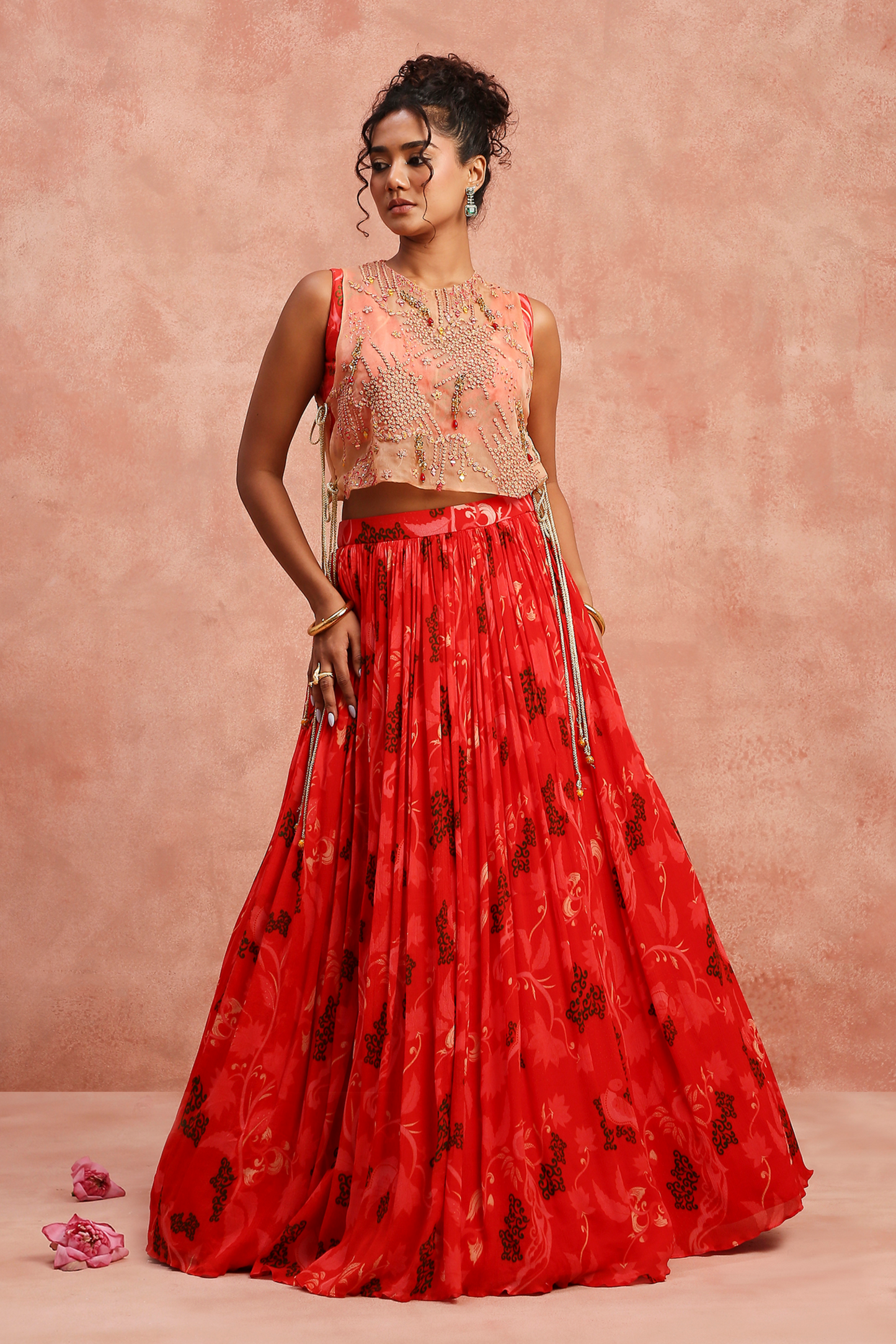 Red Lehenga with Bib