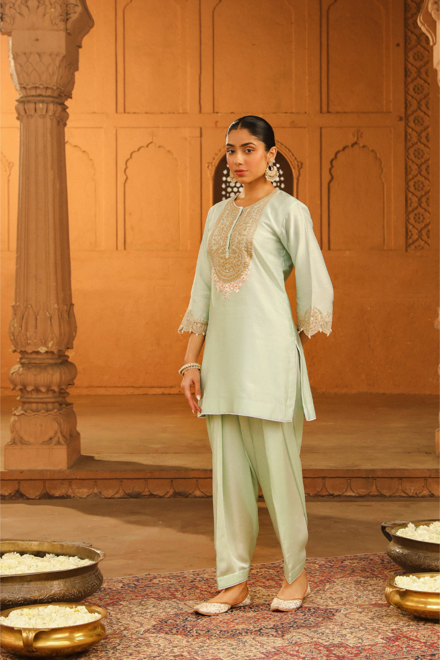 Arisa Short kurta with salwar - Misty Green