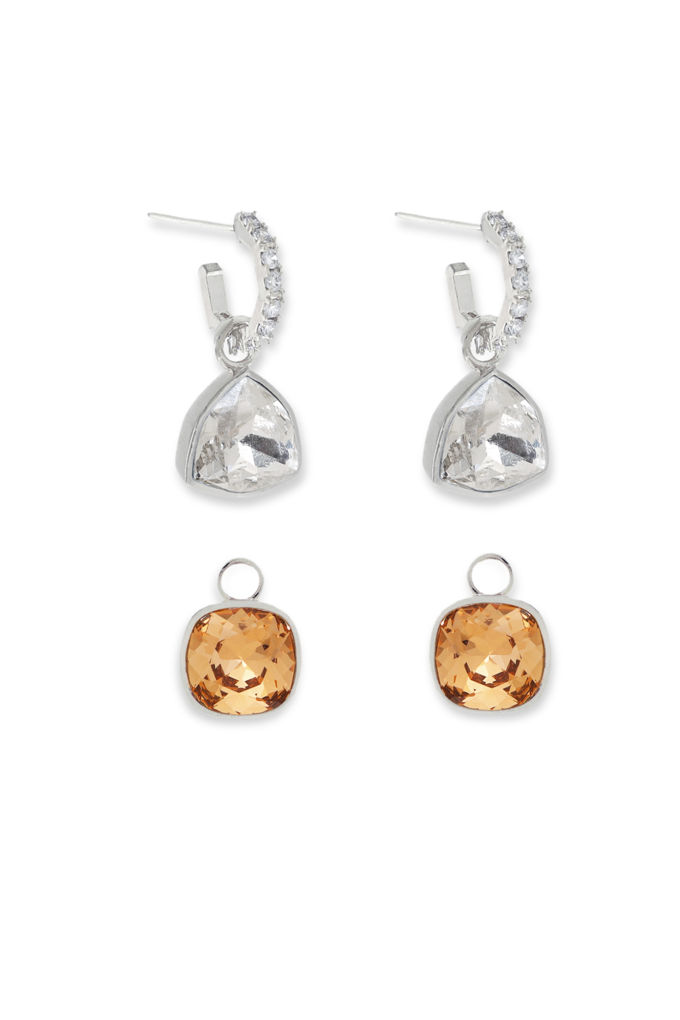 The Shift Earrings - Golden and Crystal