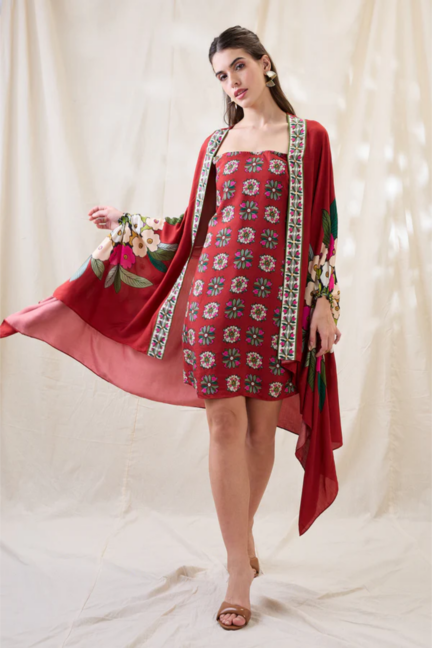 Gulzaar Printed Dress with Jacket