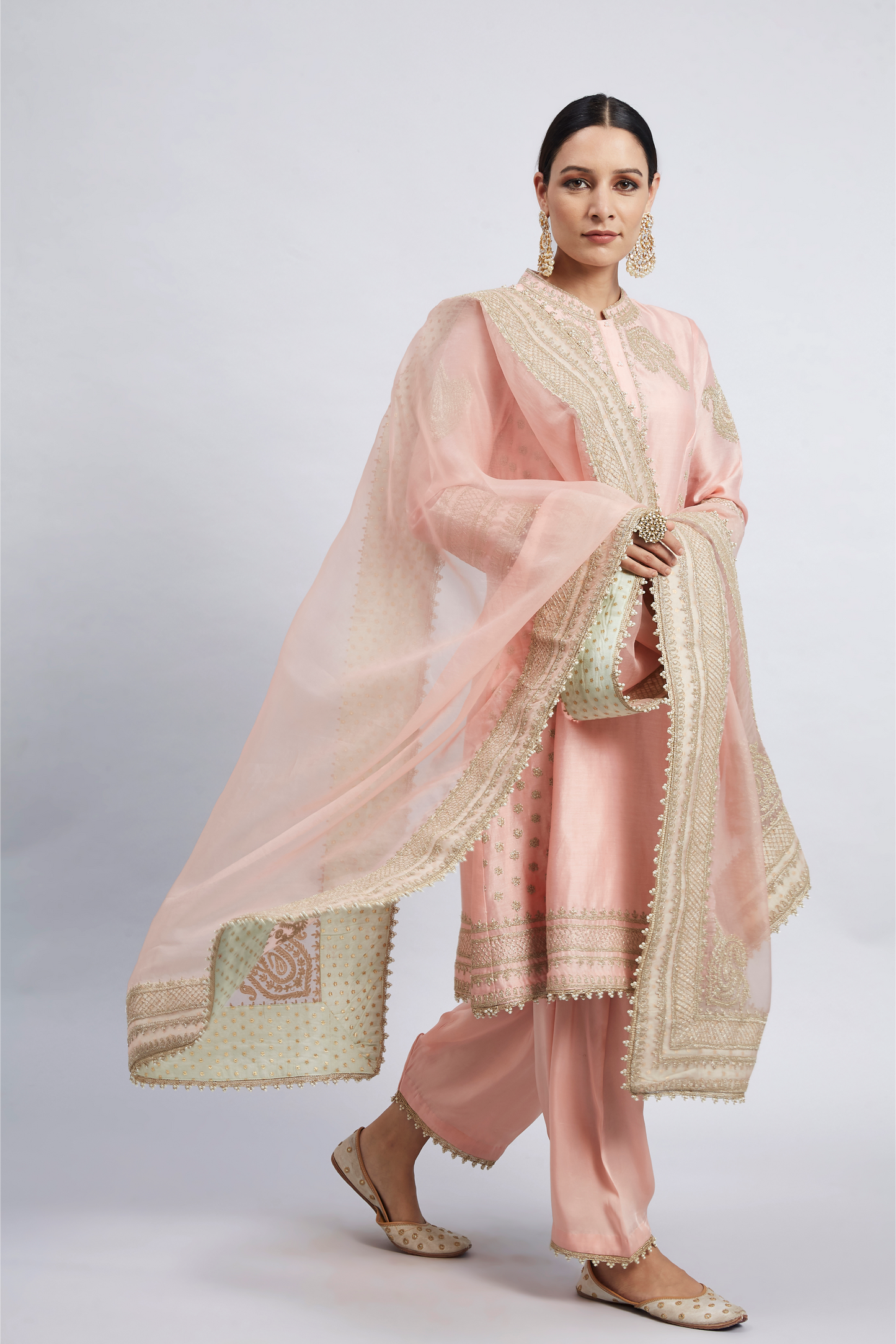 Naazira Embroidered Kurta Set - Carnation Pink