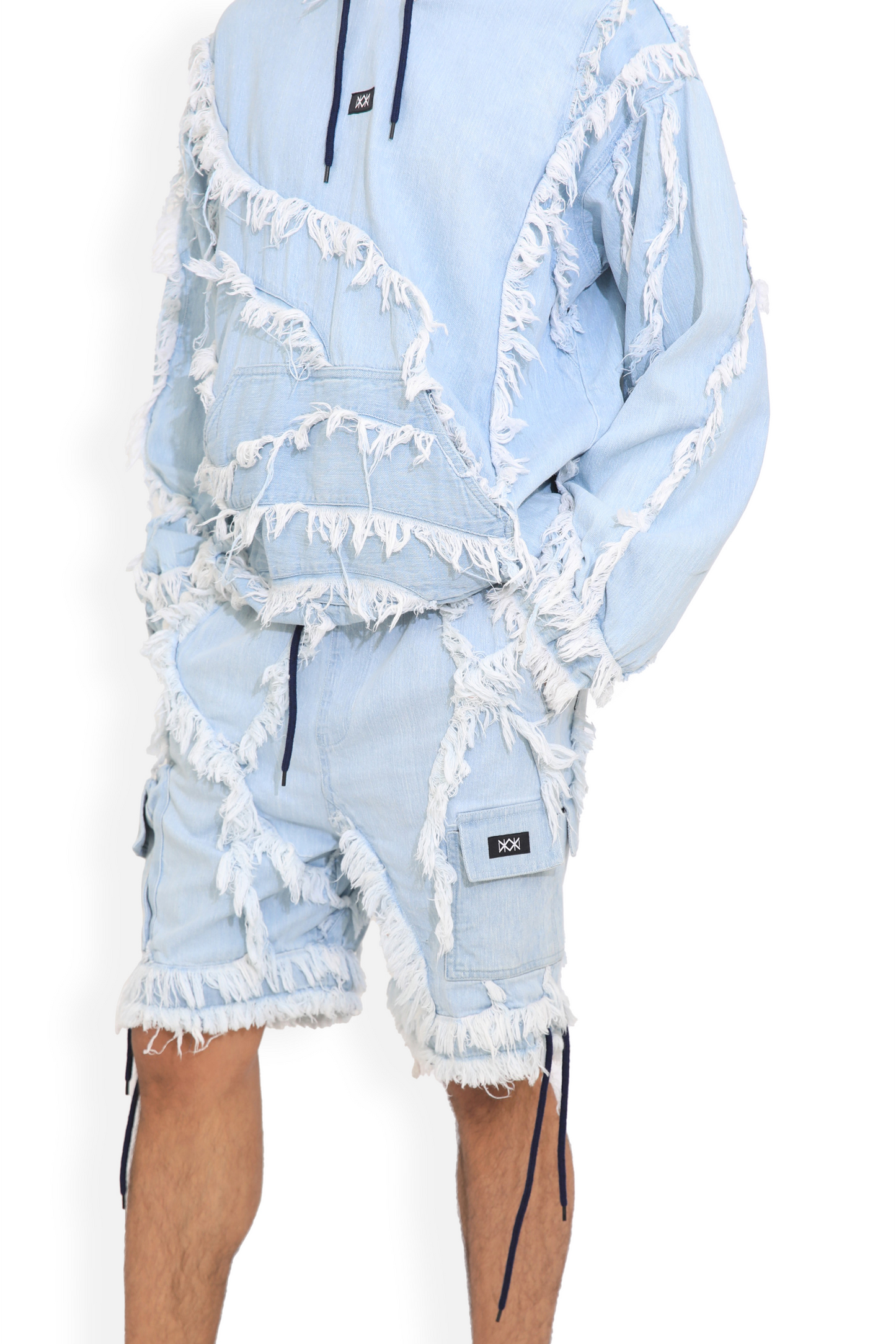 Ice Blue Distressed Hoodie