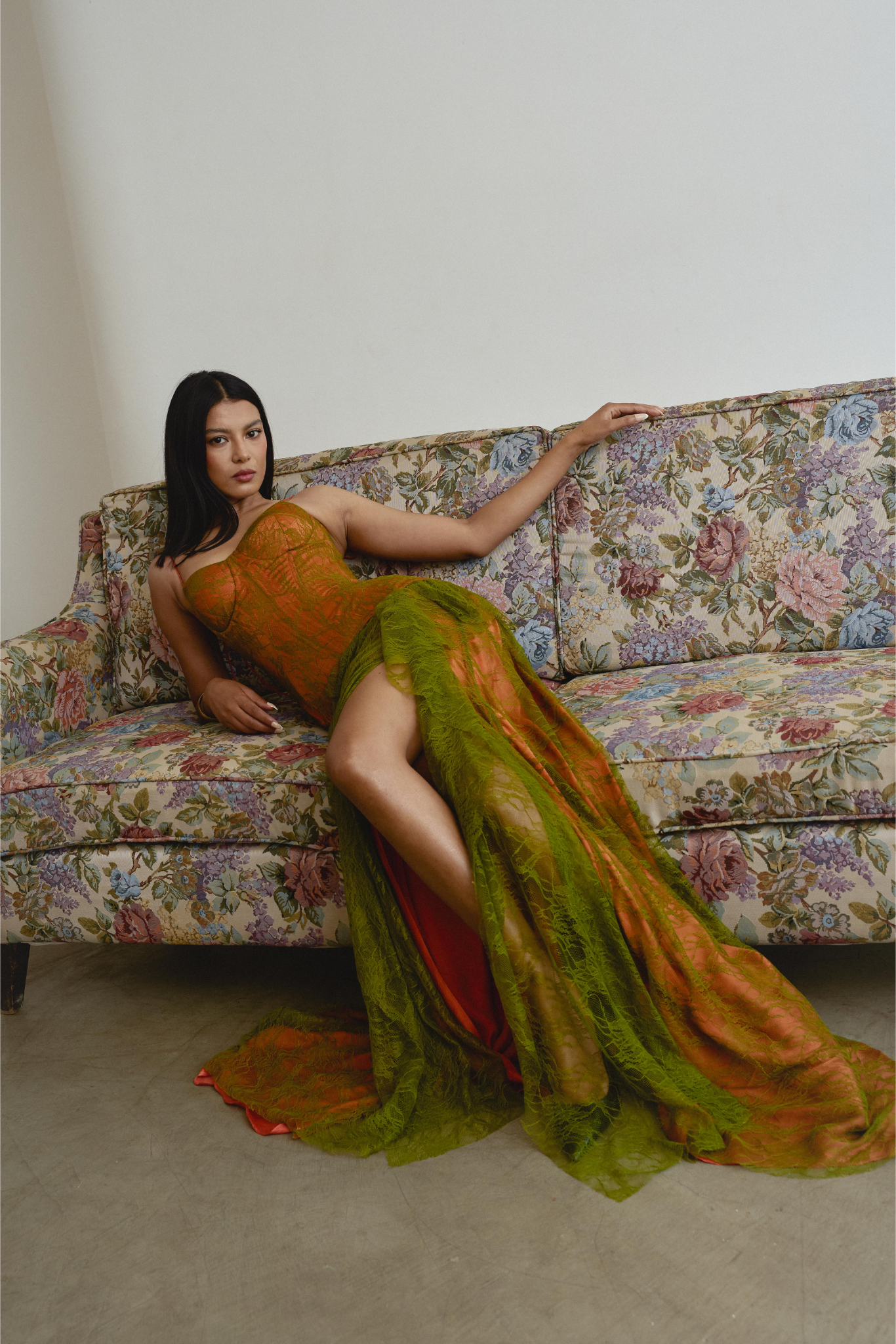 ALMA LACE CORSET TOP - BURNT ORANGE