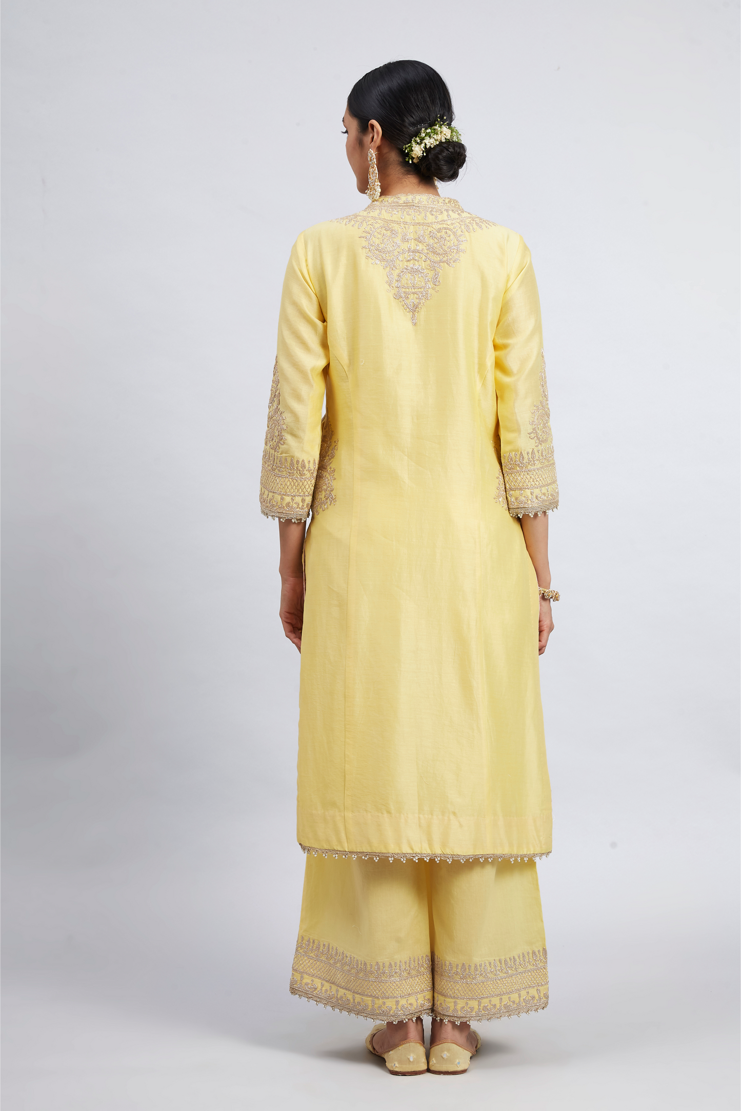 Aadah Princess Cut Long Kurta Set - Daffodil Yellow