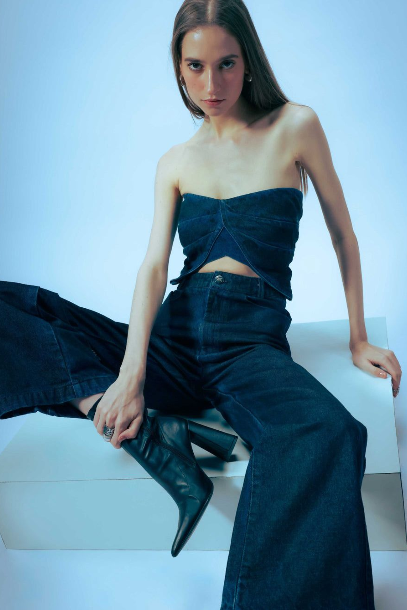 Butterfly Drape Denim Top