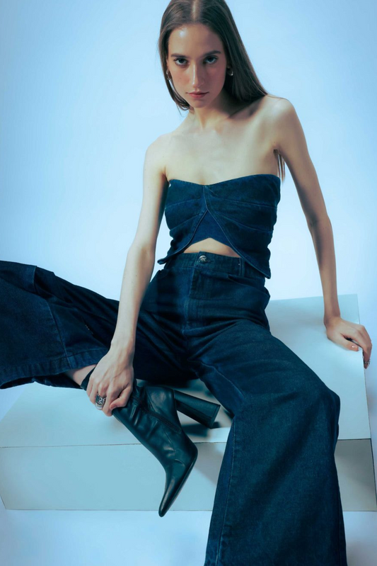 Butterfly Drape Denim Top