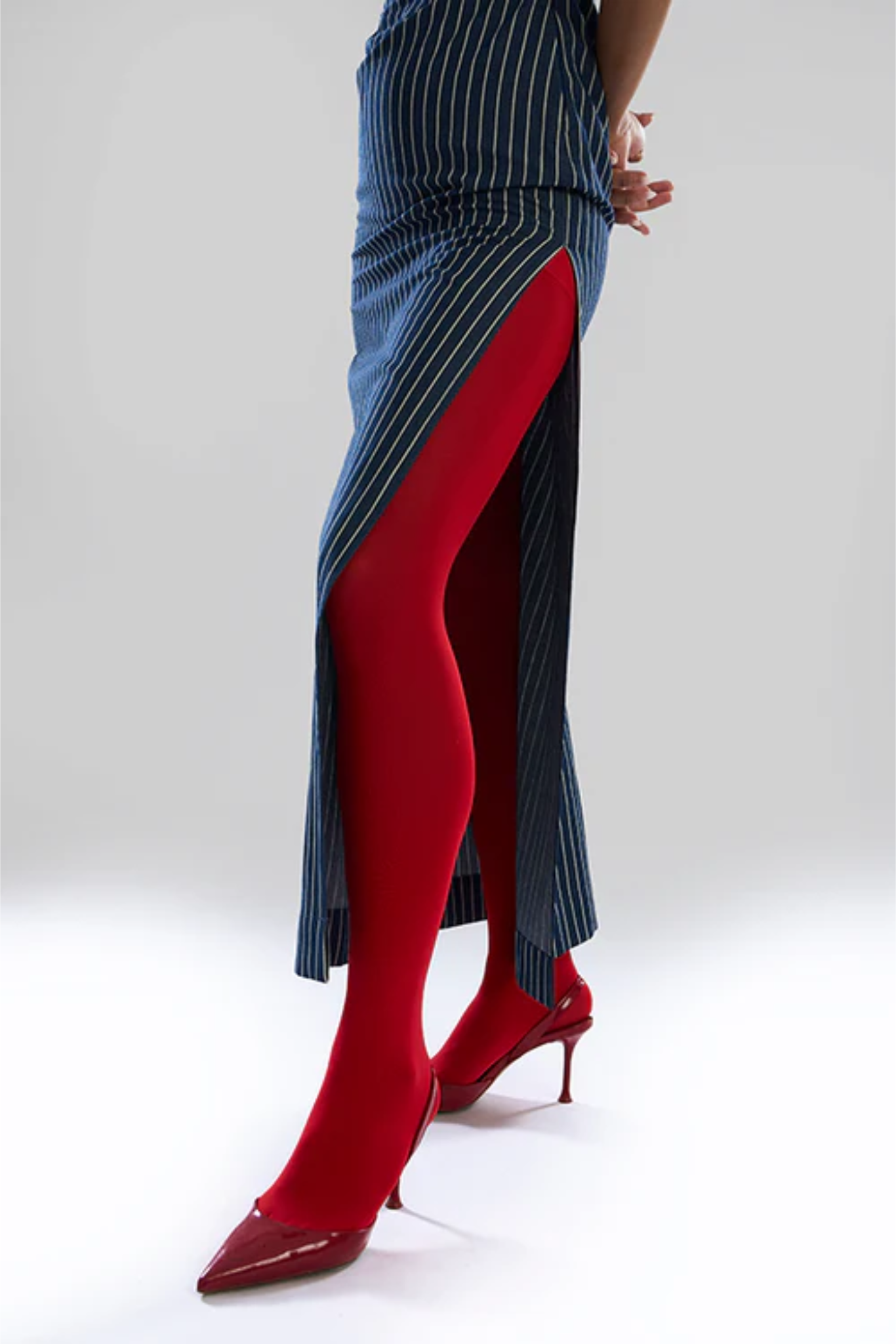 Linear Shift one shoulder Denim Dress