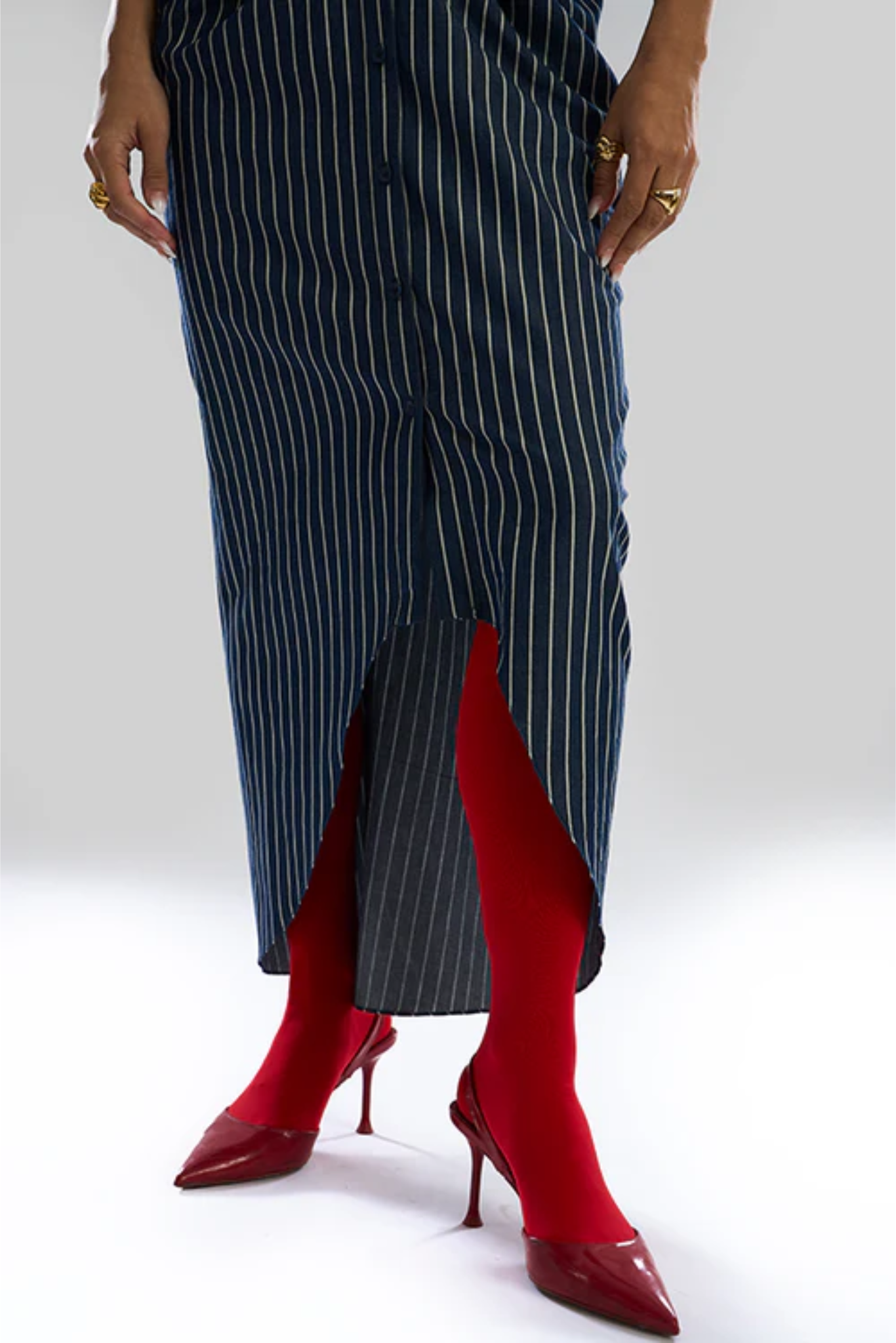 Offset Denim Stripe Dress