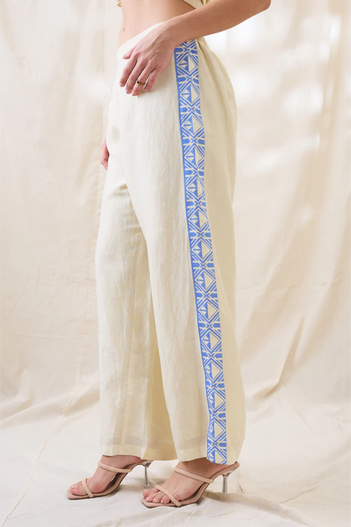 Kitchra Appliqued Kimono co-ord set (Beige)