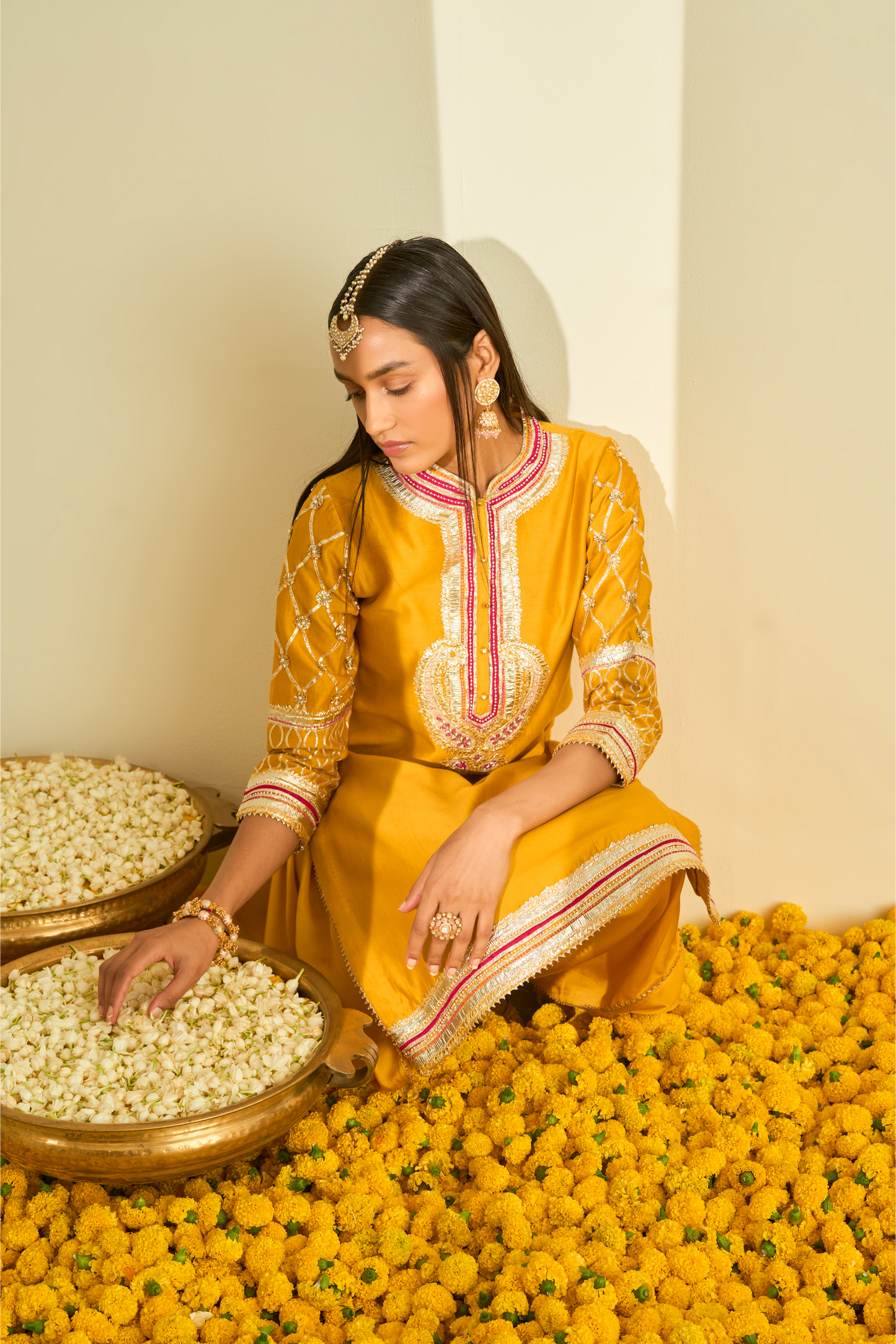 Aminah Kurta With Dhoti - Glaze Mustard