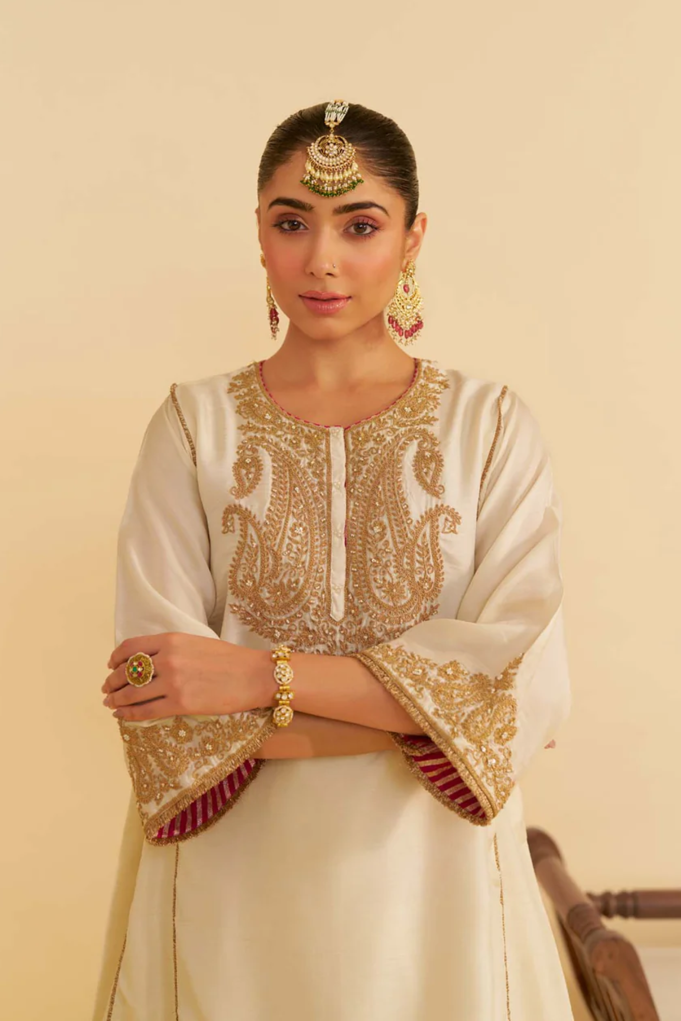 Ayra - Daisy Ivory Short Chauga With Salwar and Dupatta