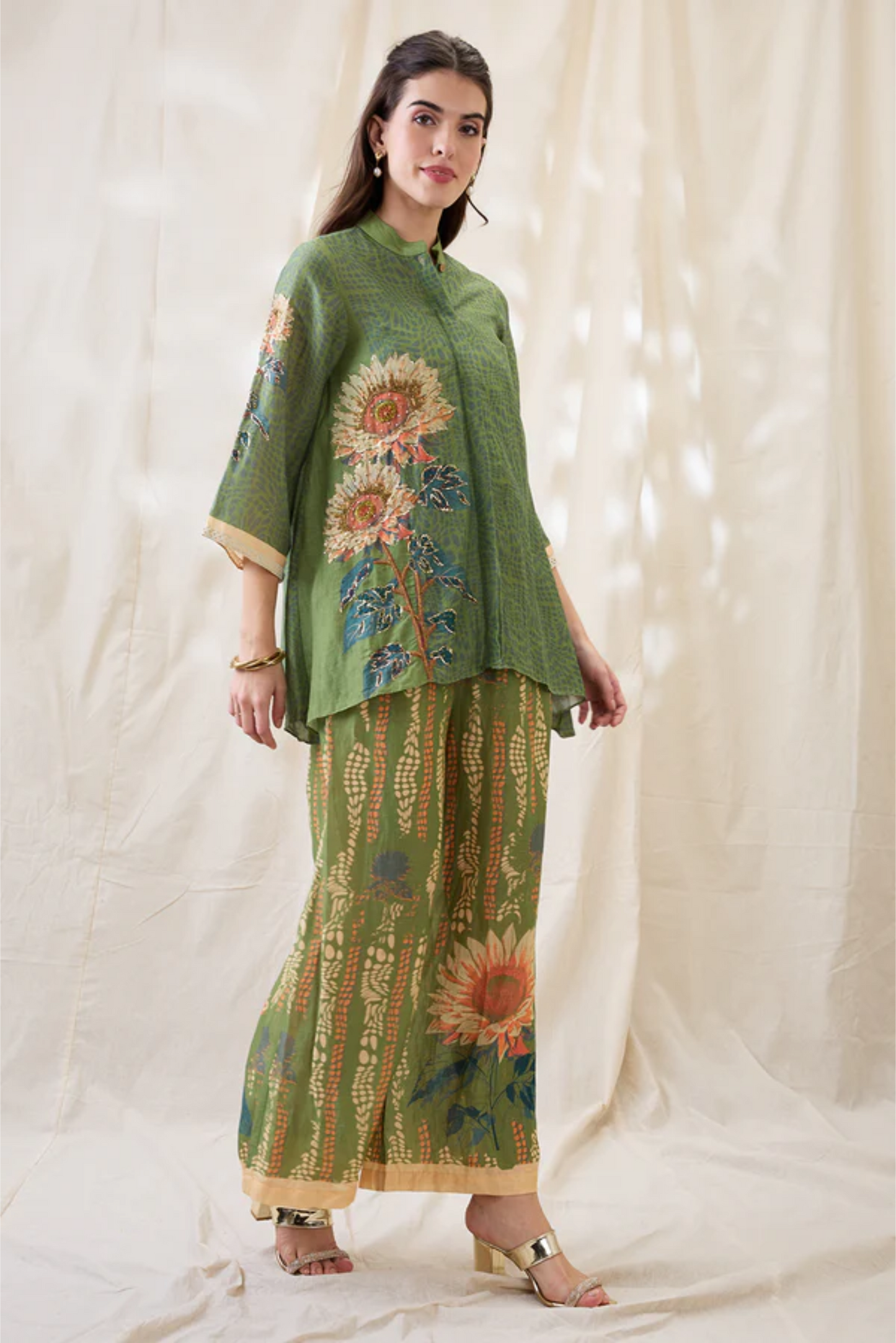 Ravya Embroidered Co-ord Set (Green)