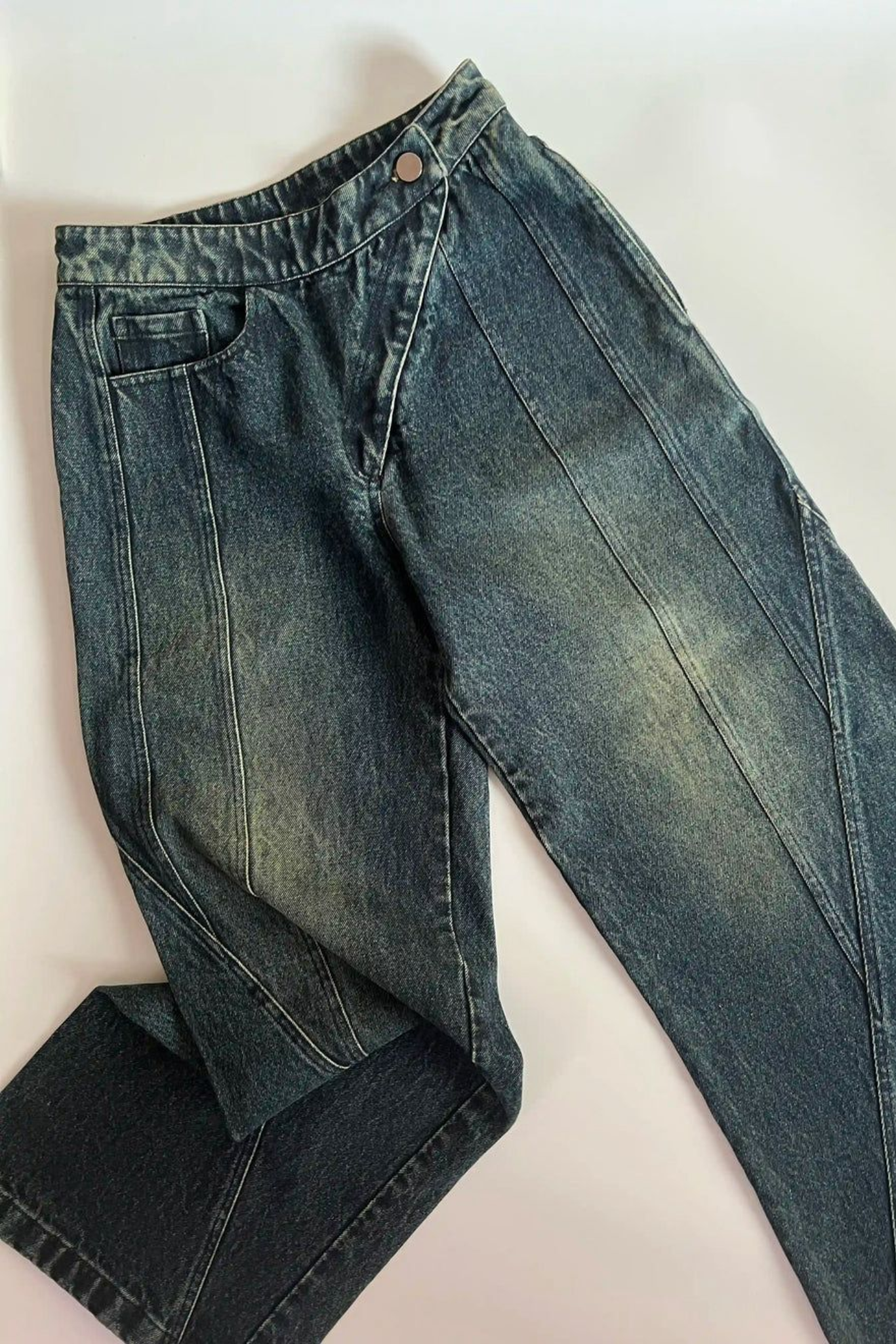 Asymmetrical Denim Pants