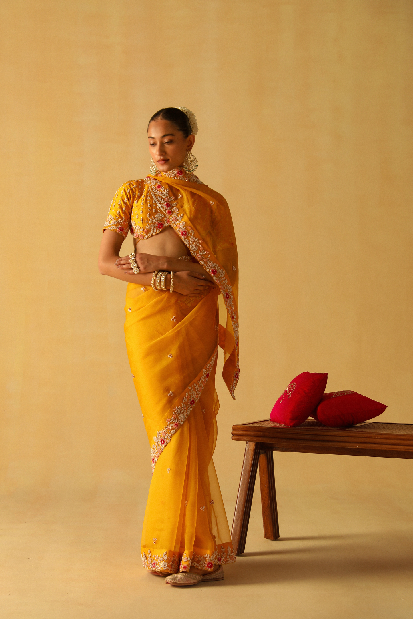 Afsa - Mustard Saree Set