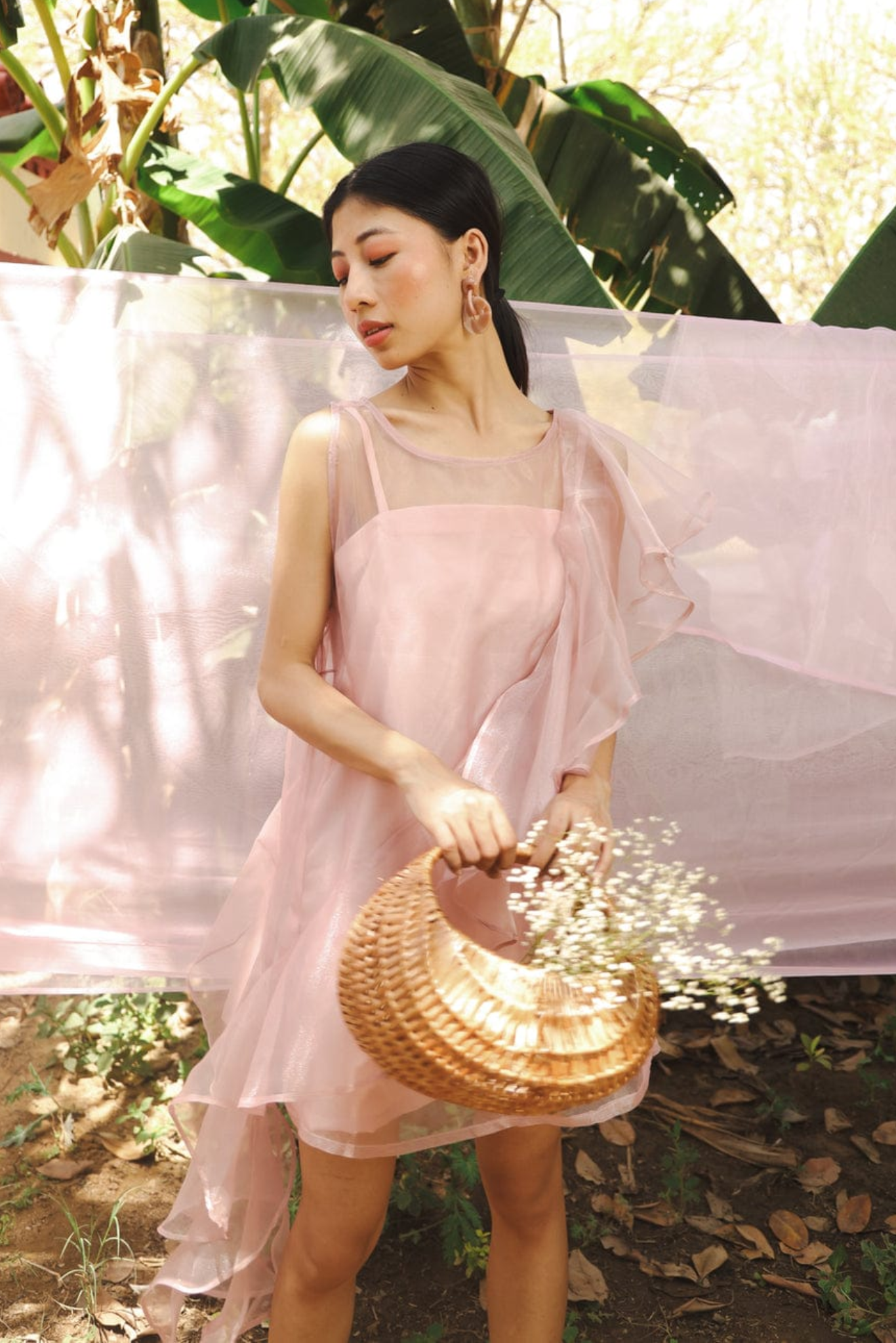 Mauve Organza Shift Dress