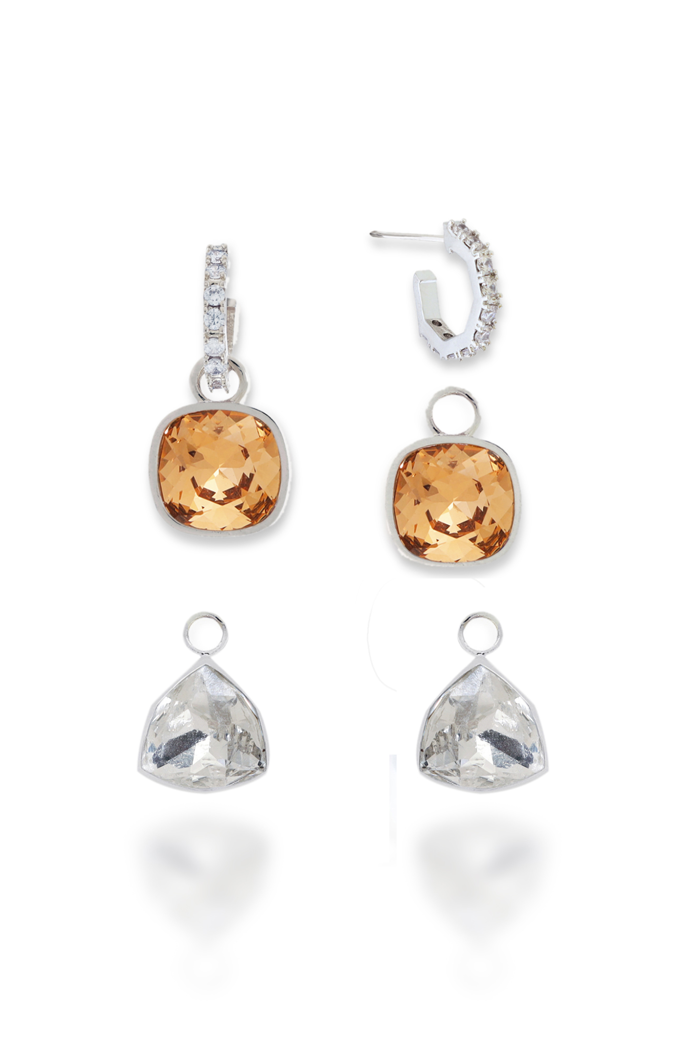 The Shift Earrings - Golden and Crystal
