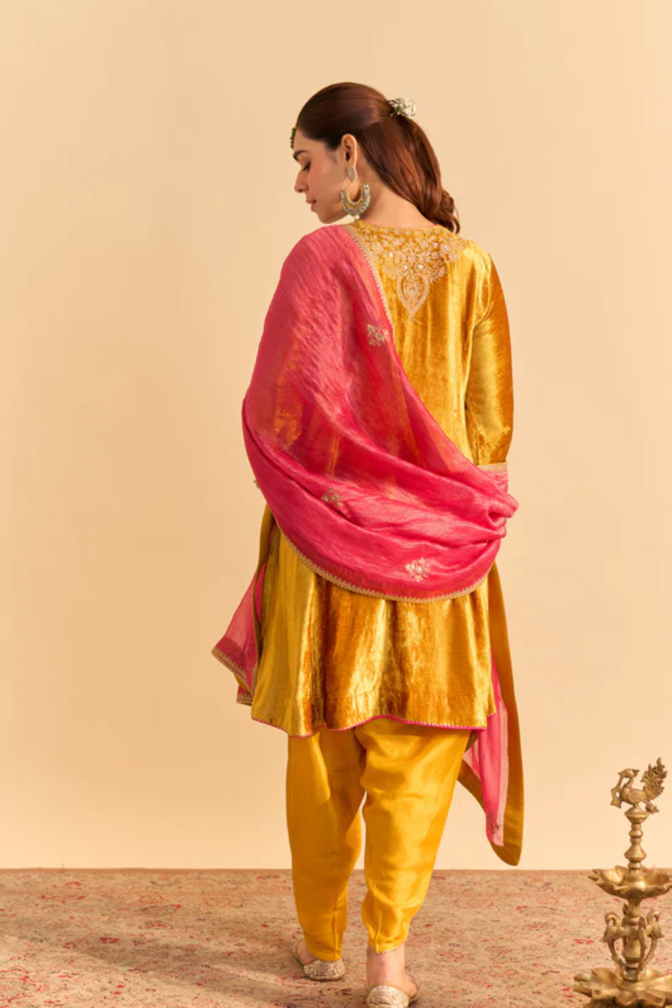 Laiba - Mustard A-line Kurta with Dhoti