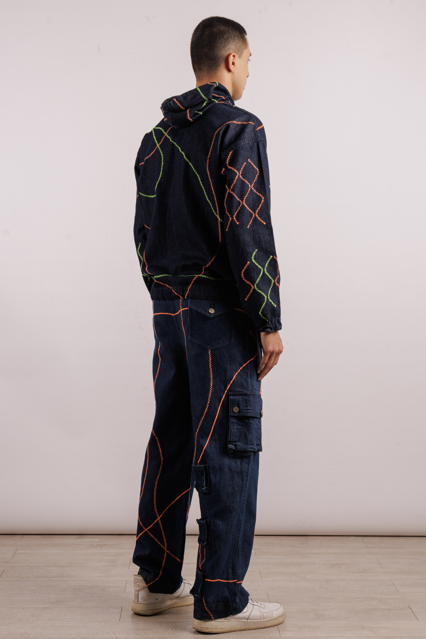 Blue Embroidered Street Map Hoodie