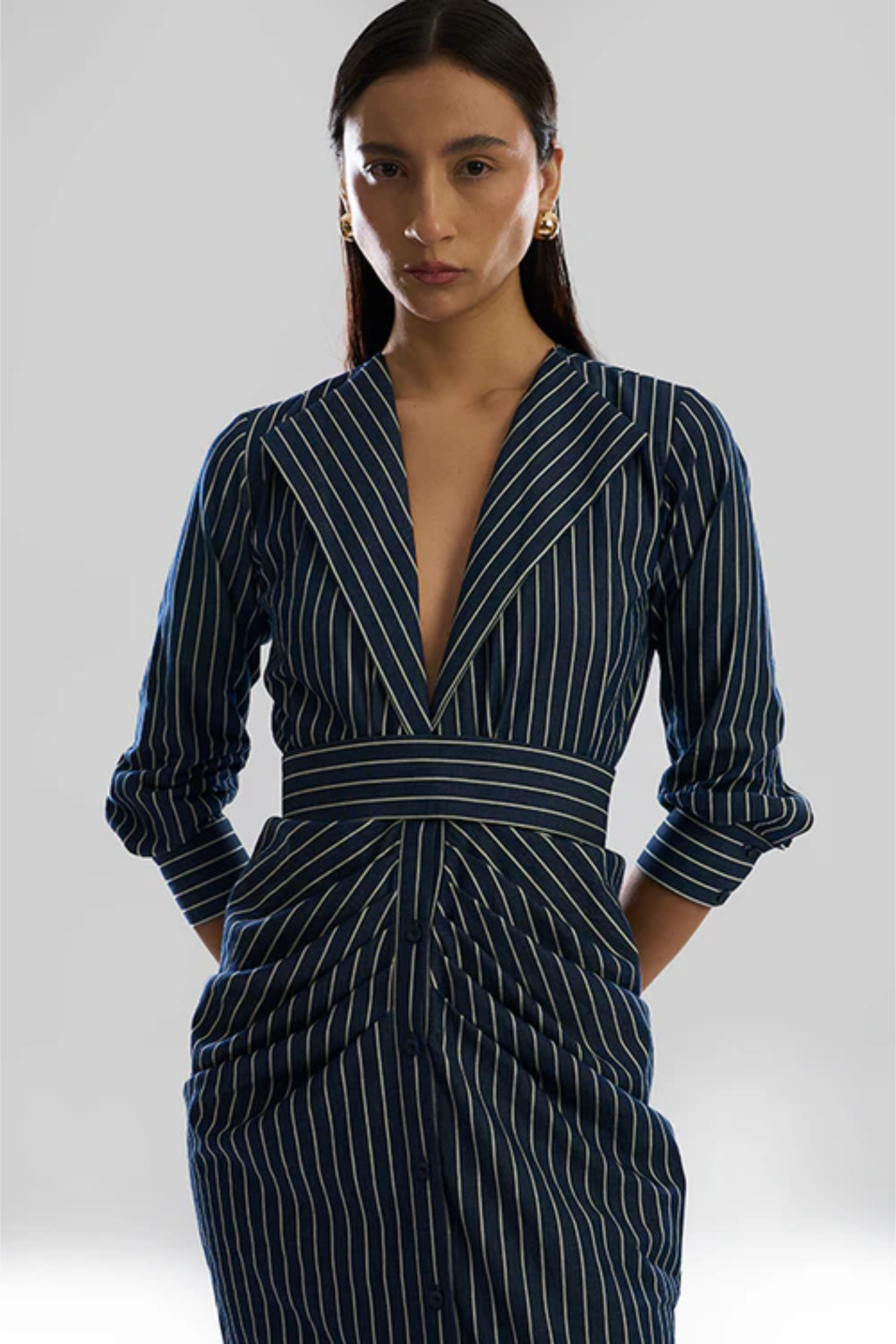Offset Denim Stripe Dress