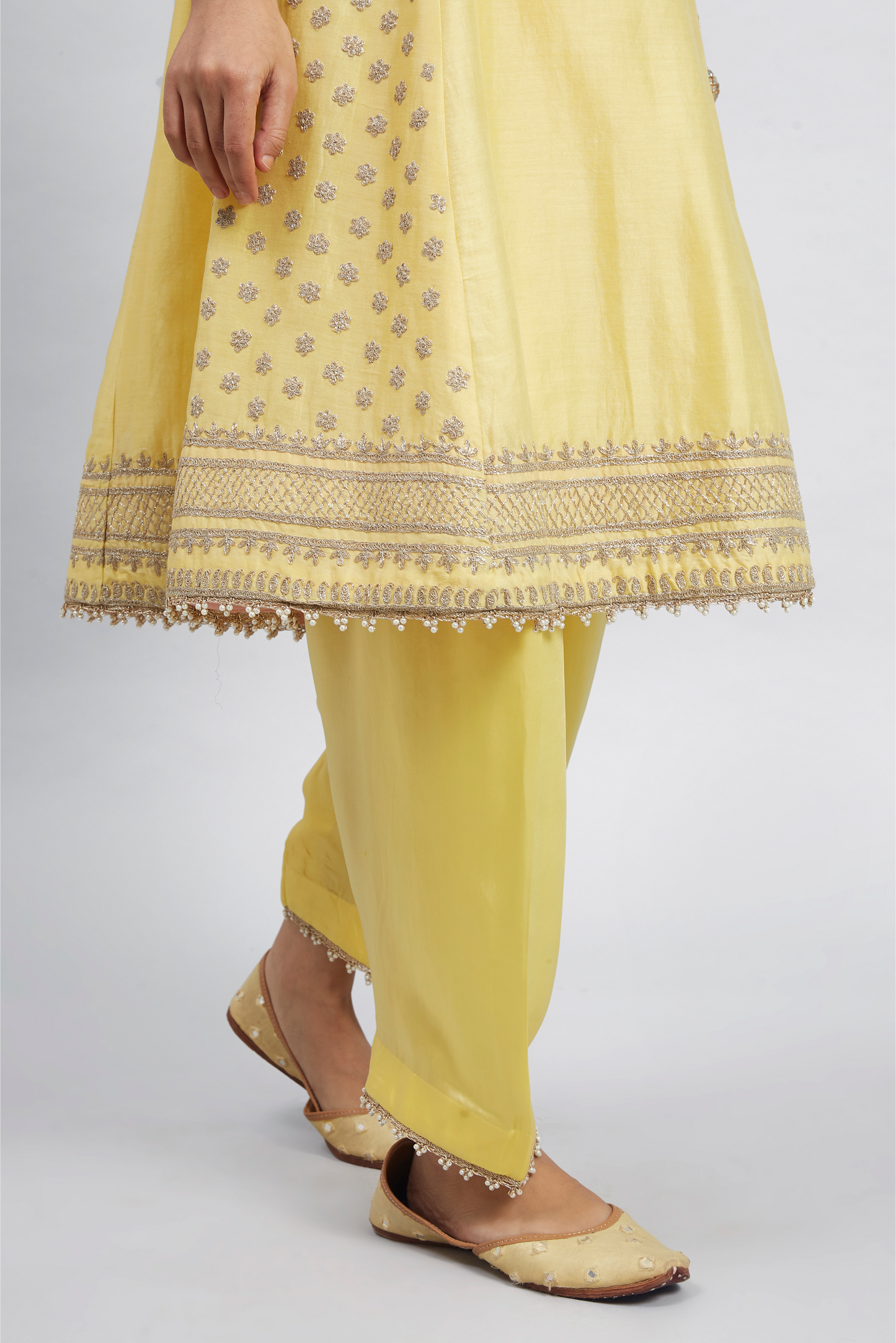 Naazira Embroidered Kurta Set - Daffodil Yellow