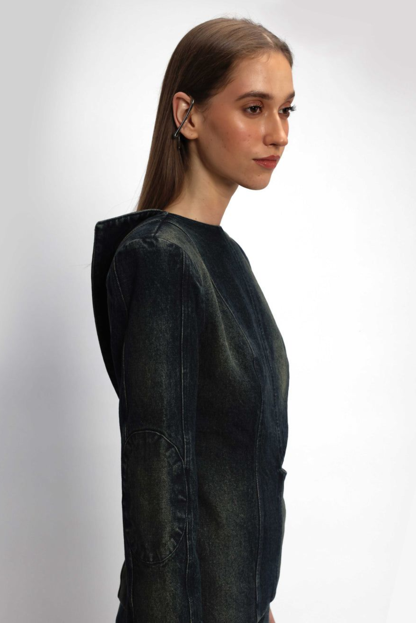 Denim Blazer with Open Back