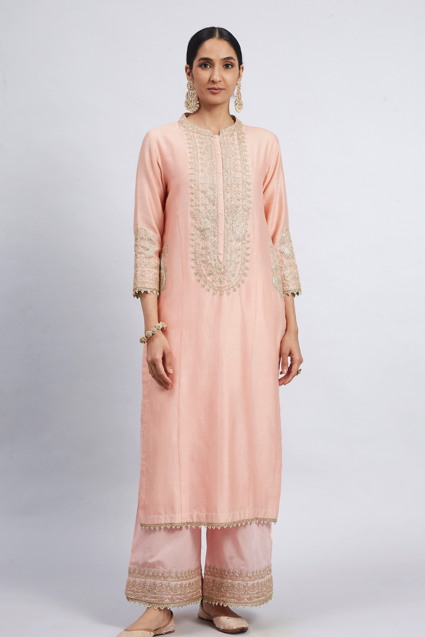 Aadirah Embroidered Kurta Set - Carnation Pink