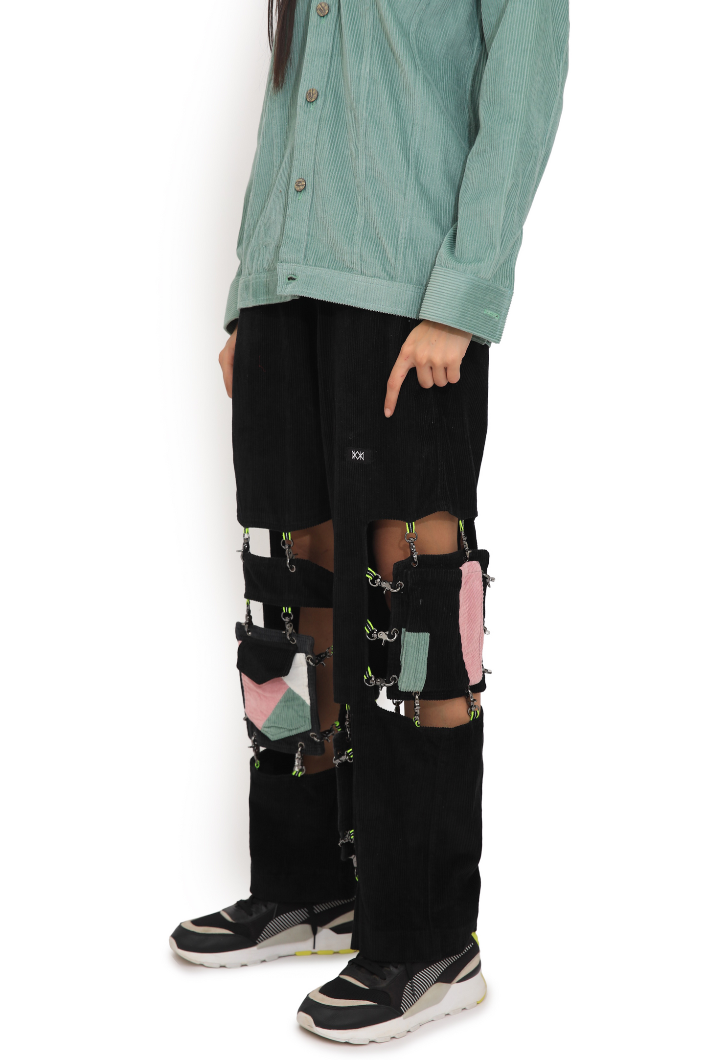 Black Hollow Cut Track Pants