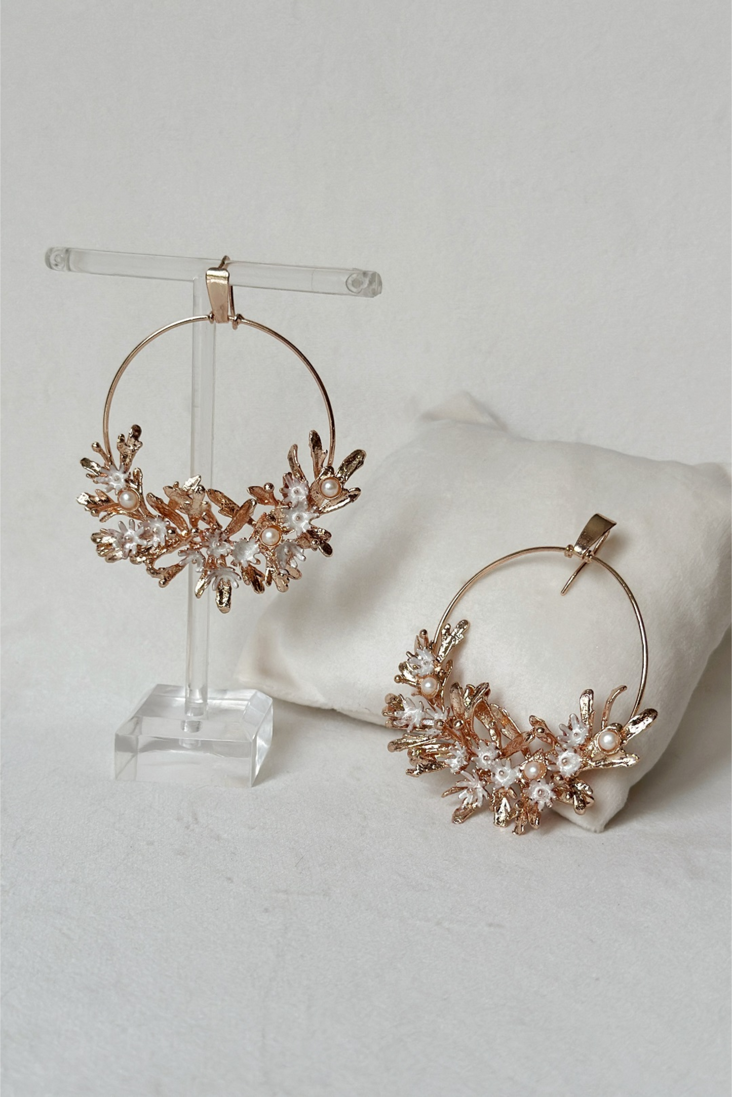 Blooming Crescent Chandbali Earrings - Rose Gold