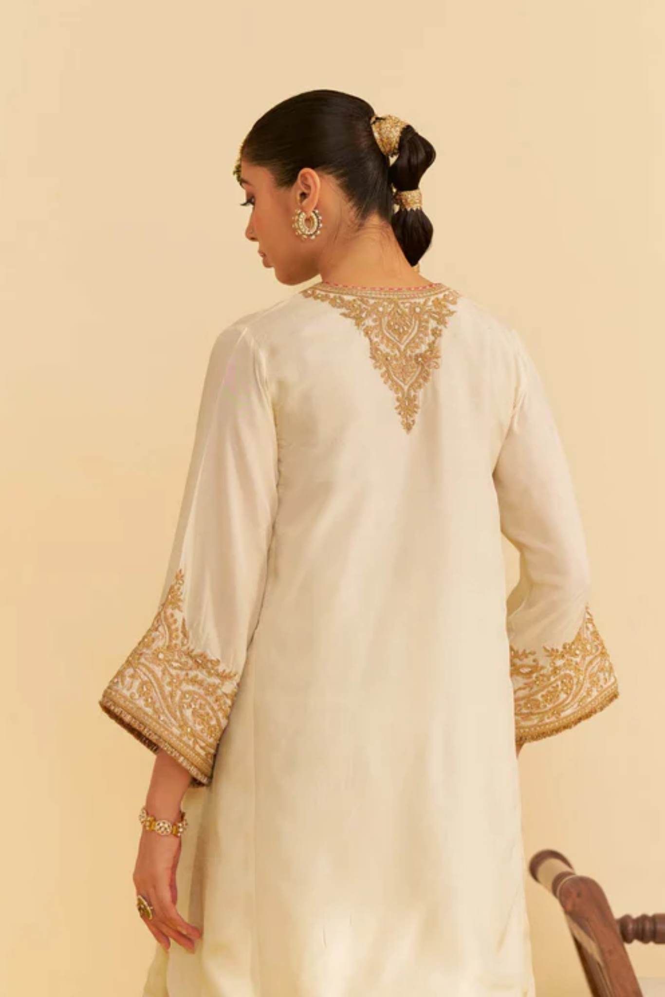 Marwa - Daisy Ivory Short Chauga With Salwar and Dupatta