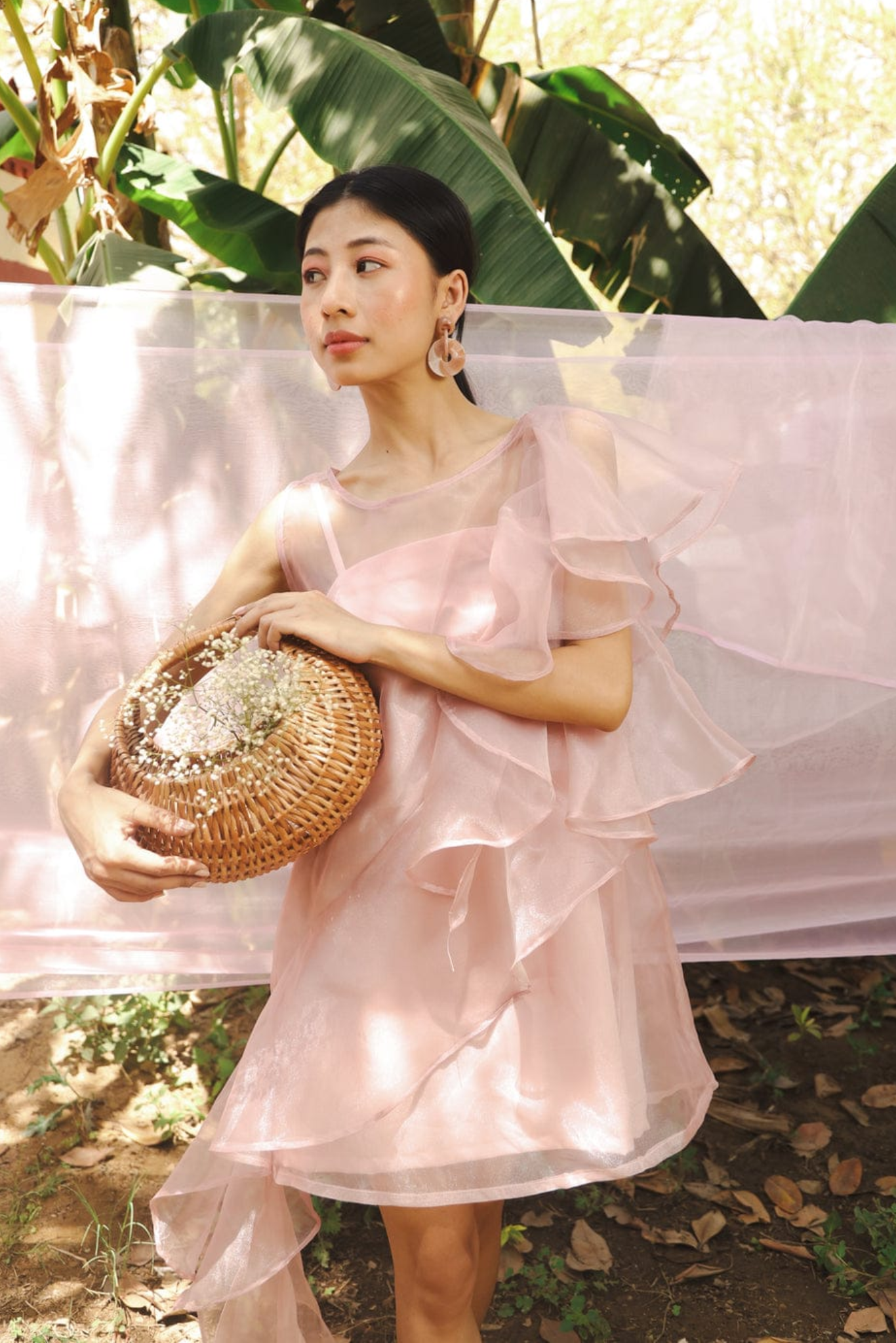 Mauve Organza Shift Dress