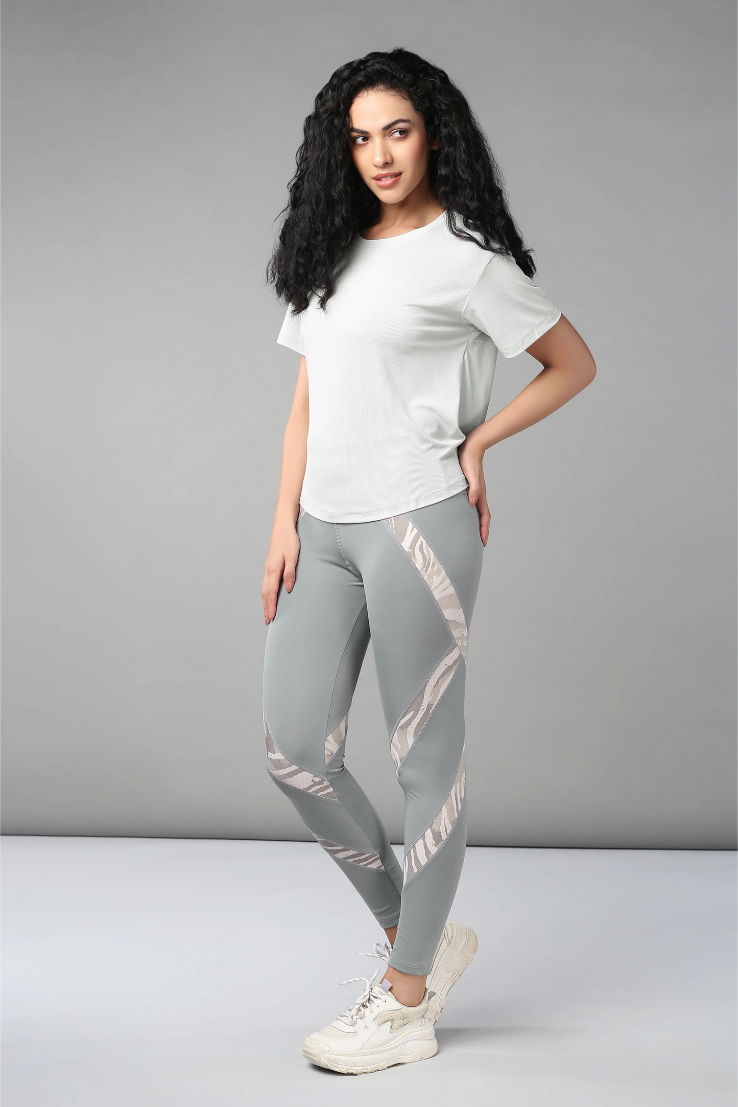 Grey Top With Patched Legging