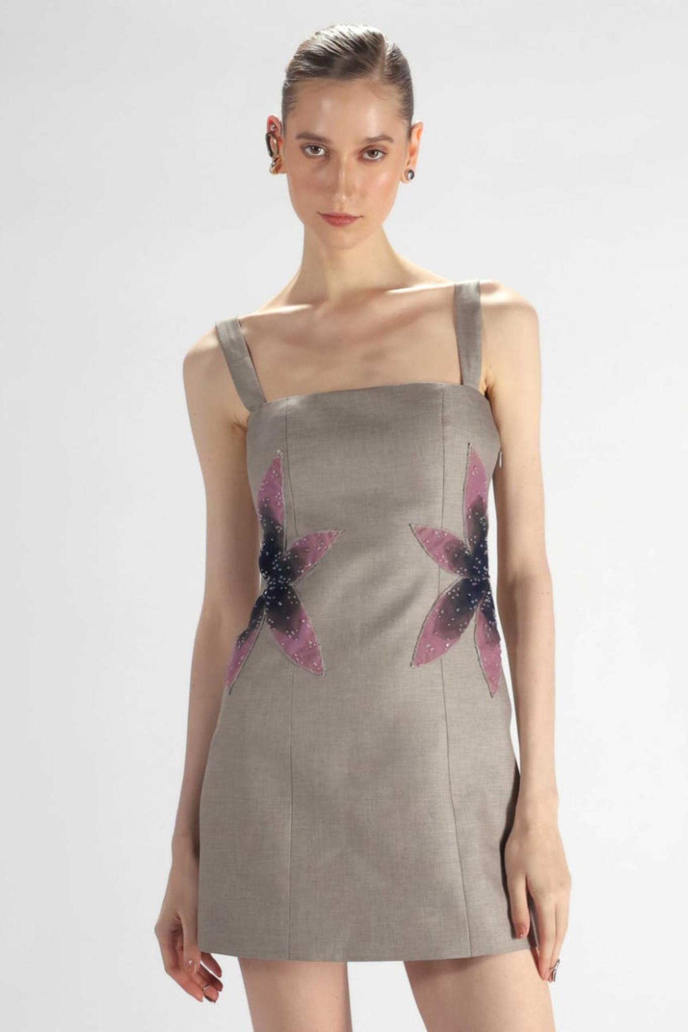 Grey Embroidered Dress