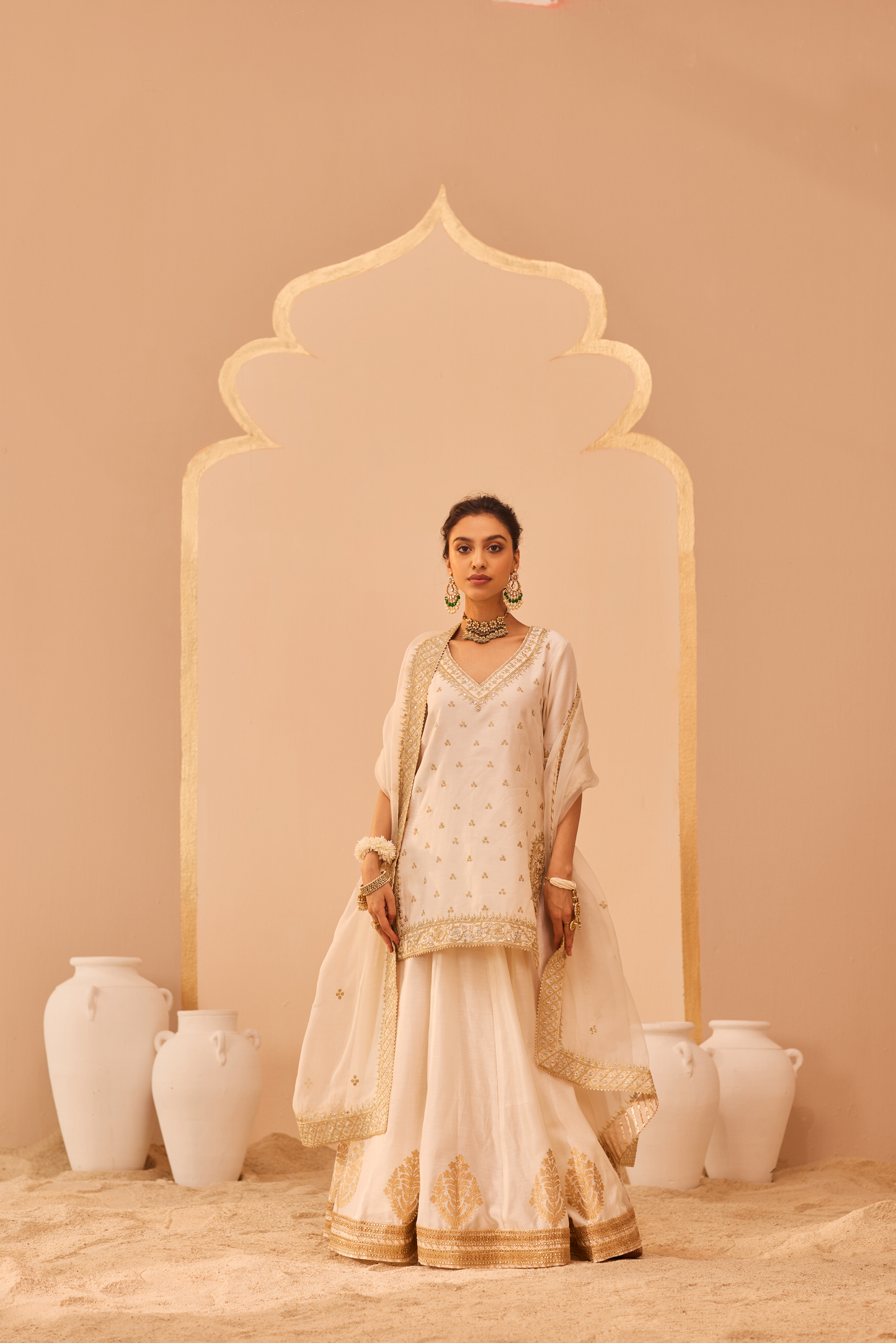 Faaiza Kurta Lehenga Set - Daisy Ivory