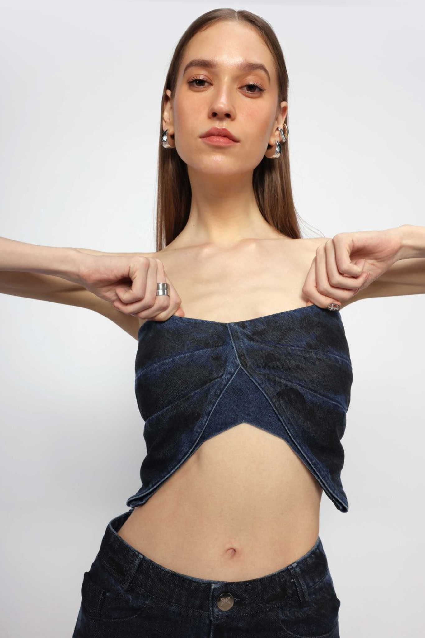 Butterfly Drape Denim Top
